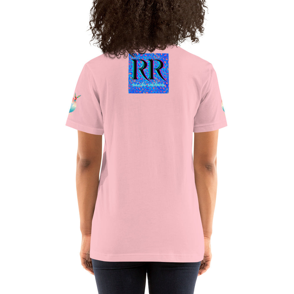 Rich Drip Volt Rich Vibes Colorful Palm Tree Silhouette Multi Colored Circle - Unisex t-shirt Pastel