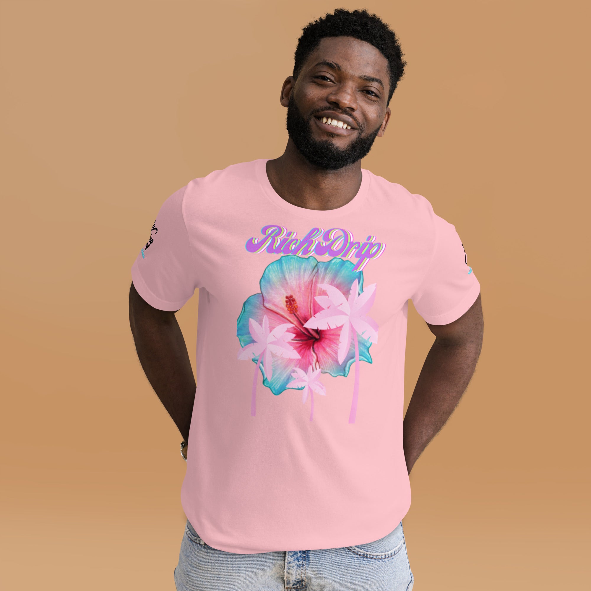RV Rich Drip Her King Tropical Pink Palm Tree - Unisex t-shirt Pink