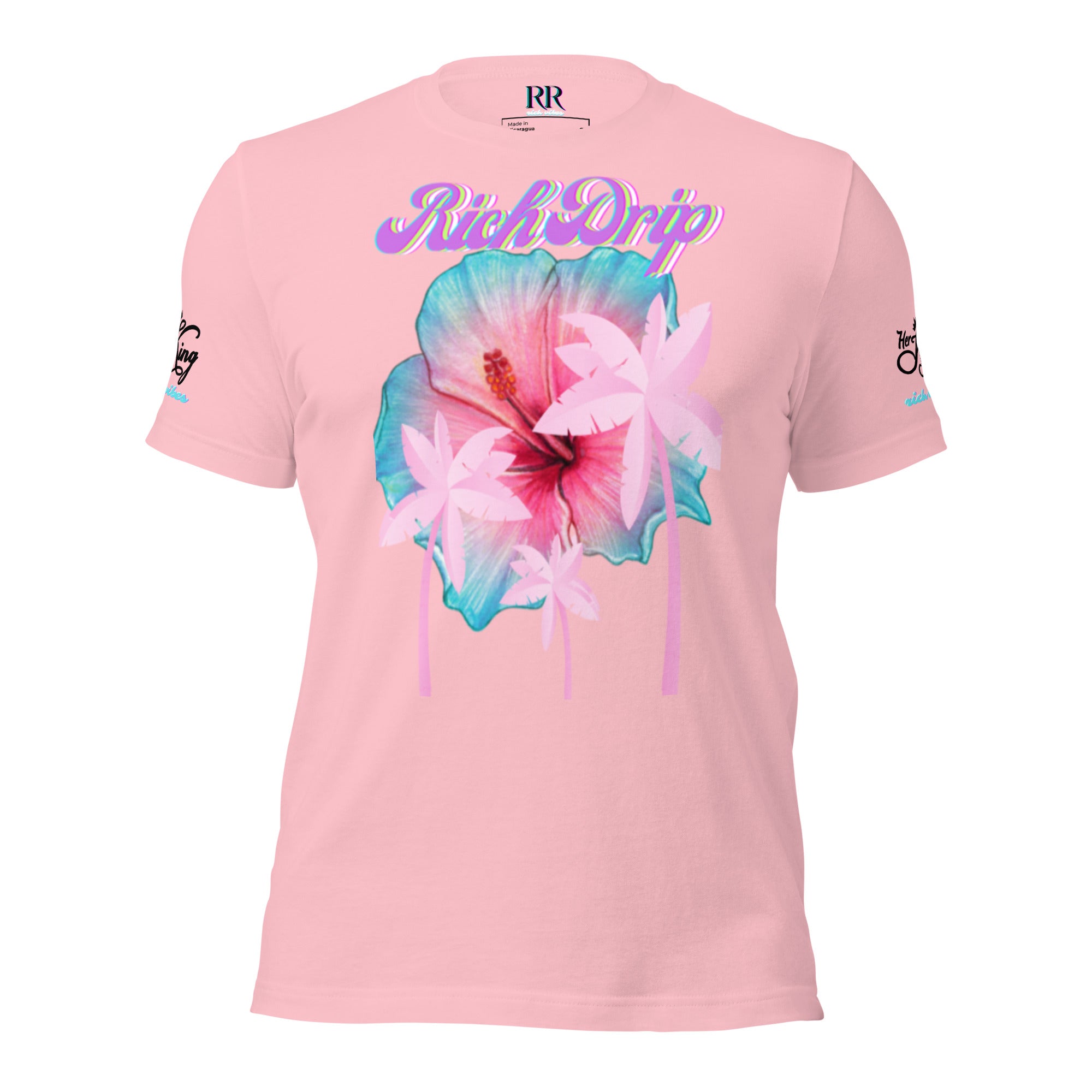 RV Rich Drip Her King Tropical Pink Palm Tree - Unisex t-shirt Pink