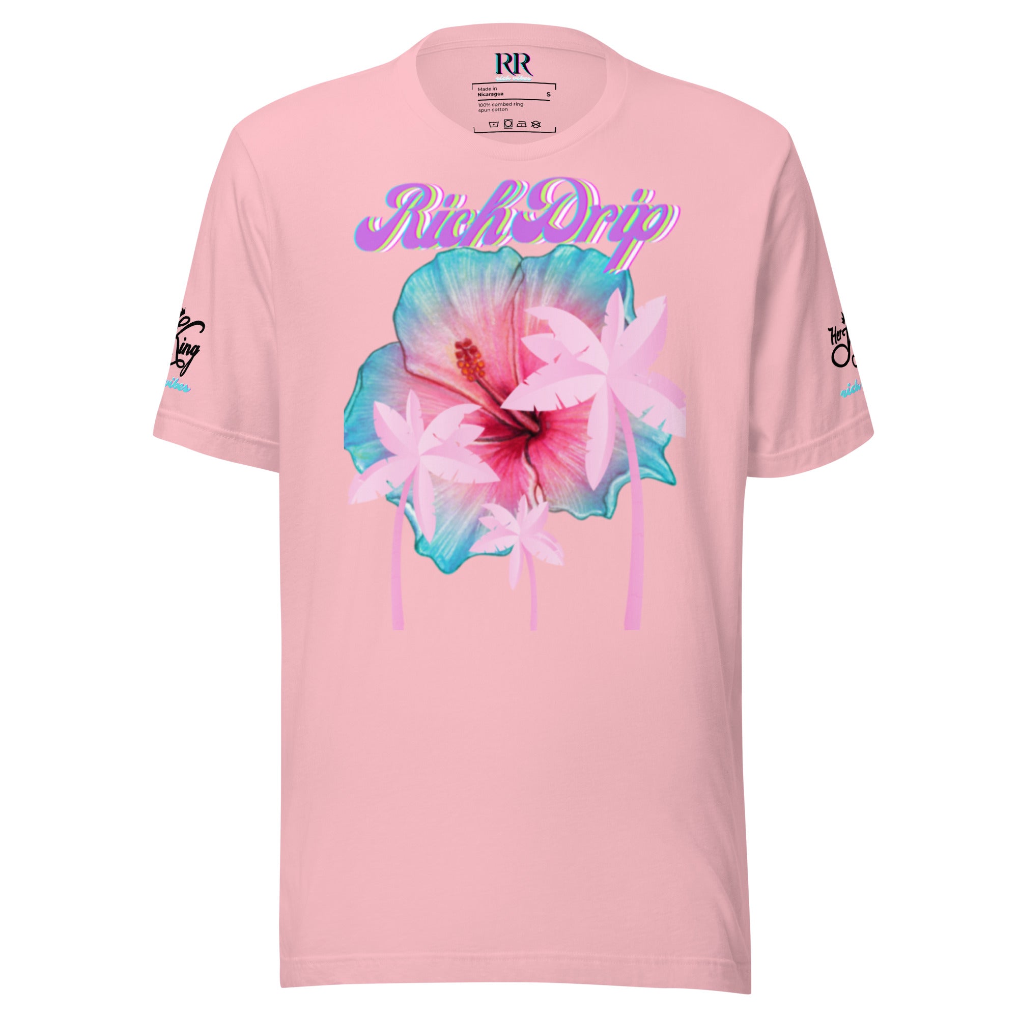 RV Rich Drip Her King Tropical Pink Palm Tree - Unisex t-shirt Pink