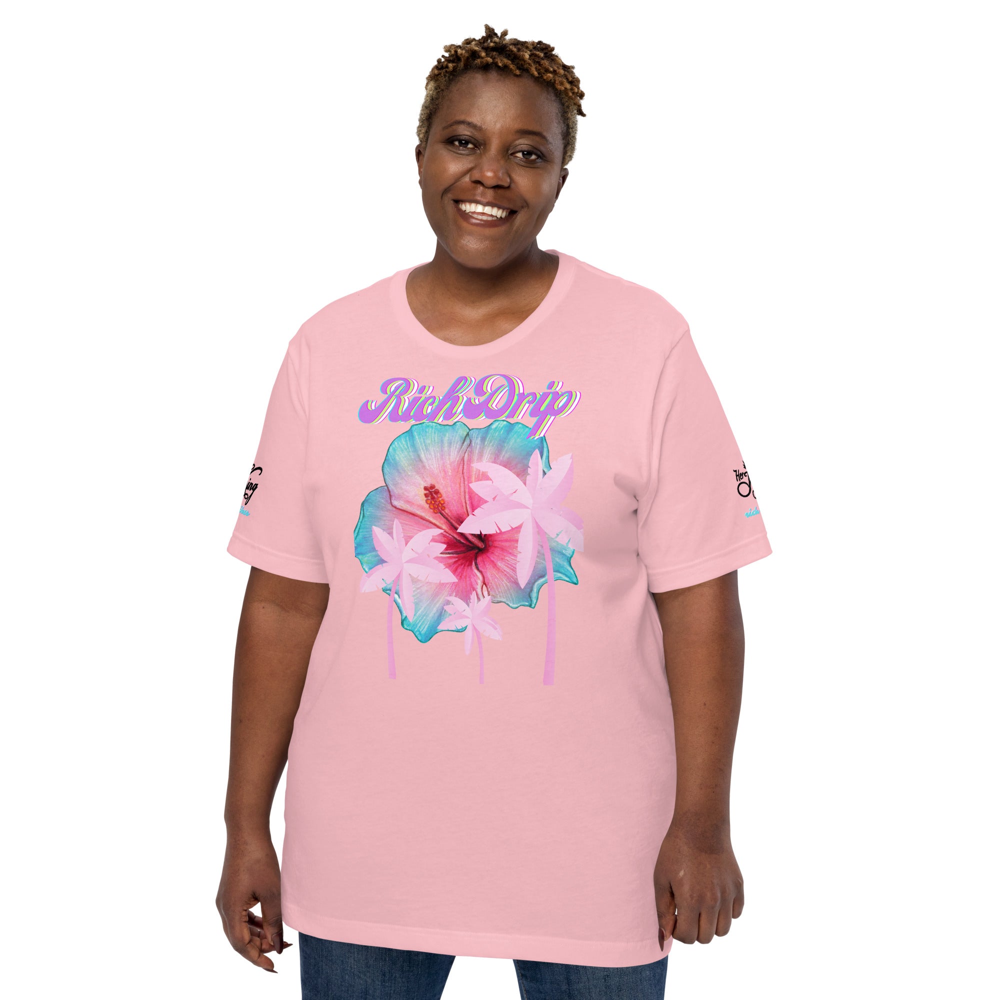RV Rich Drip Her King Tropical Pink Palm Tree - Unisex t-shirt Pastel