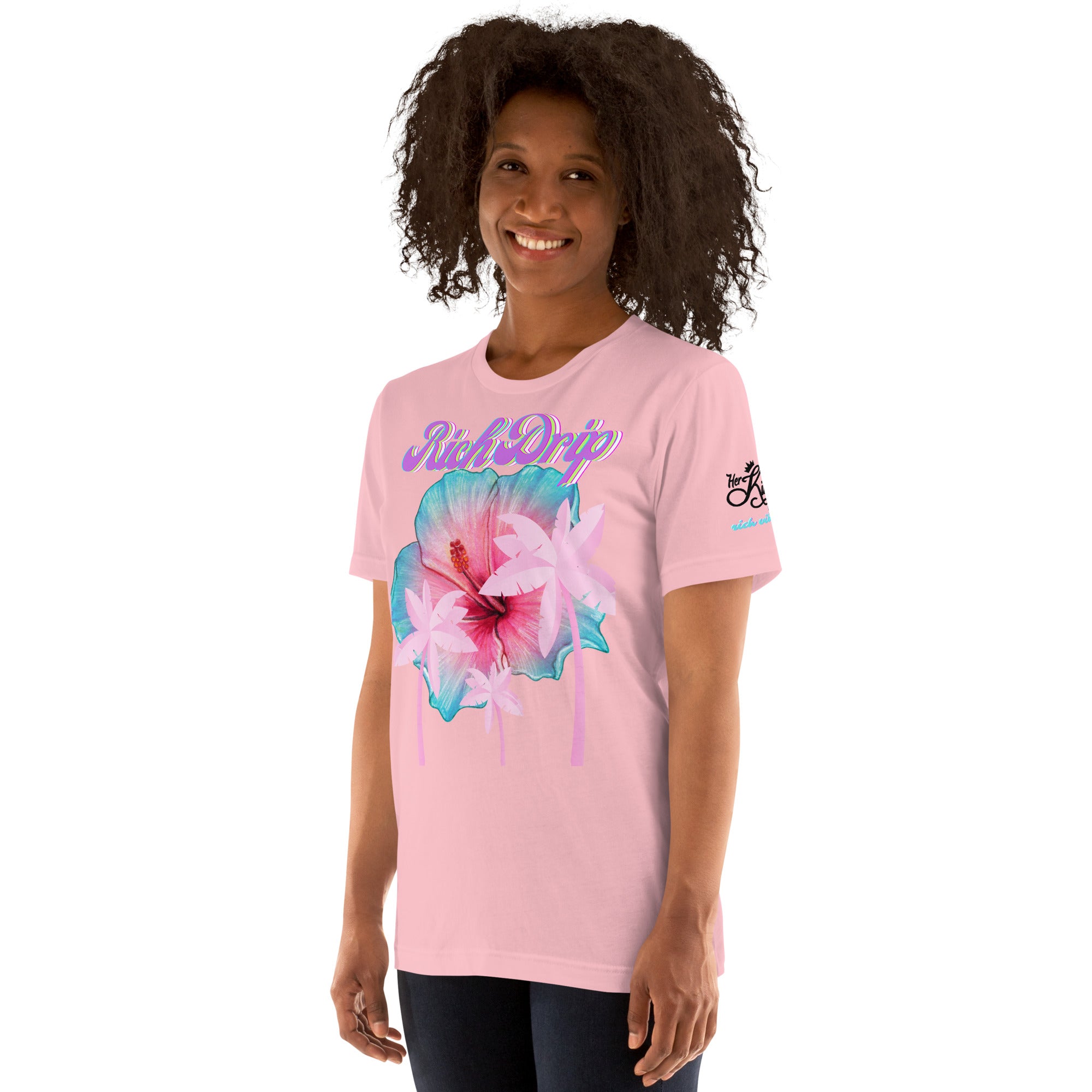 RV Rich Drip Her King Tropical Pink Palm Tree - Unisex t-shirt Pink