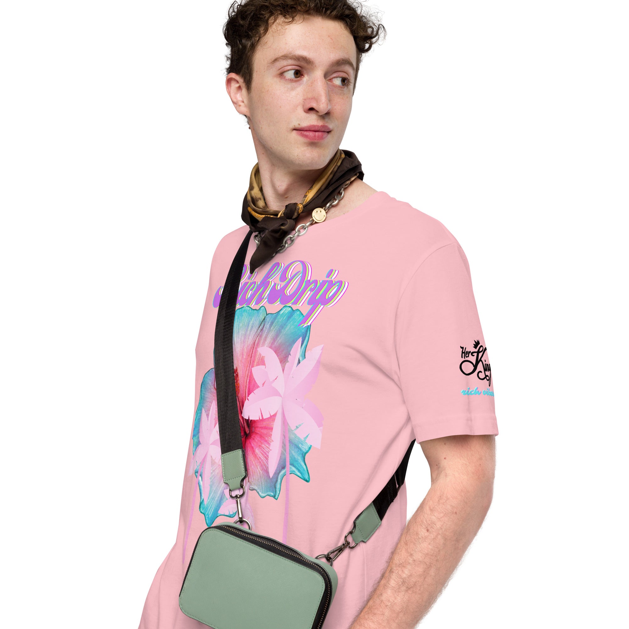 RV Rich Drip Her King Tropical Pink Palm Tree - Unisex t-shirt Pastel