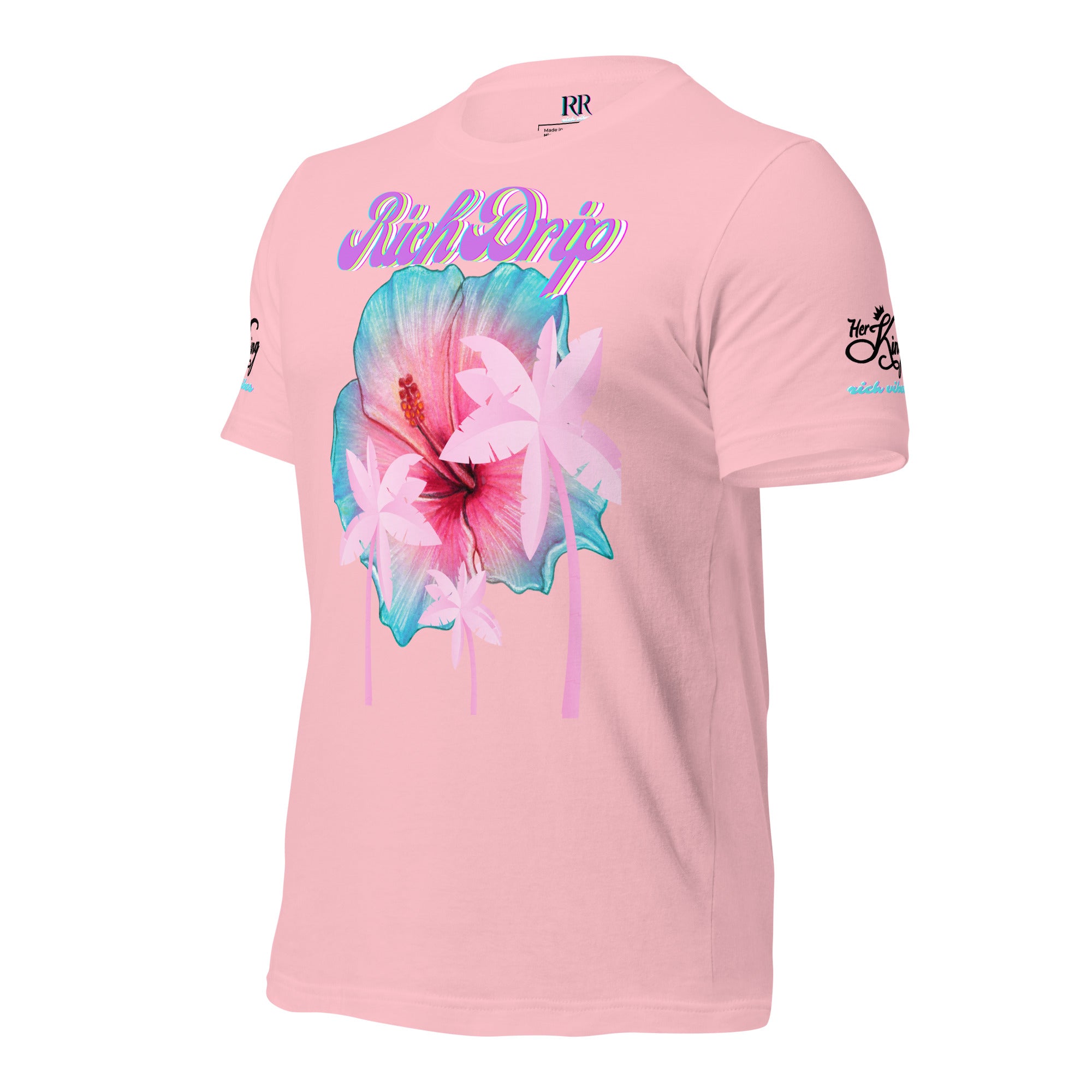 RV Rich Drip Her King Tropical Pink Palm Tree - Unisex t-shirt Pastel