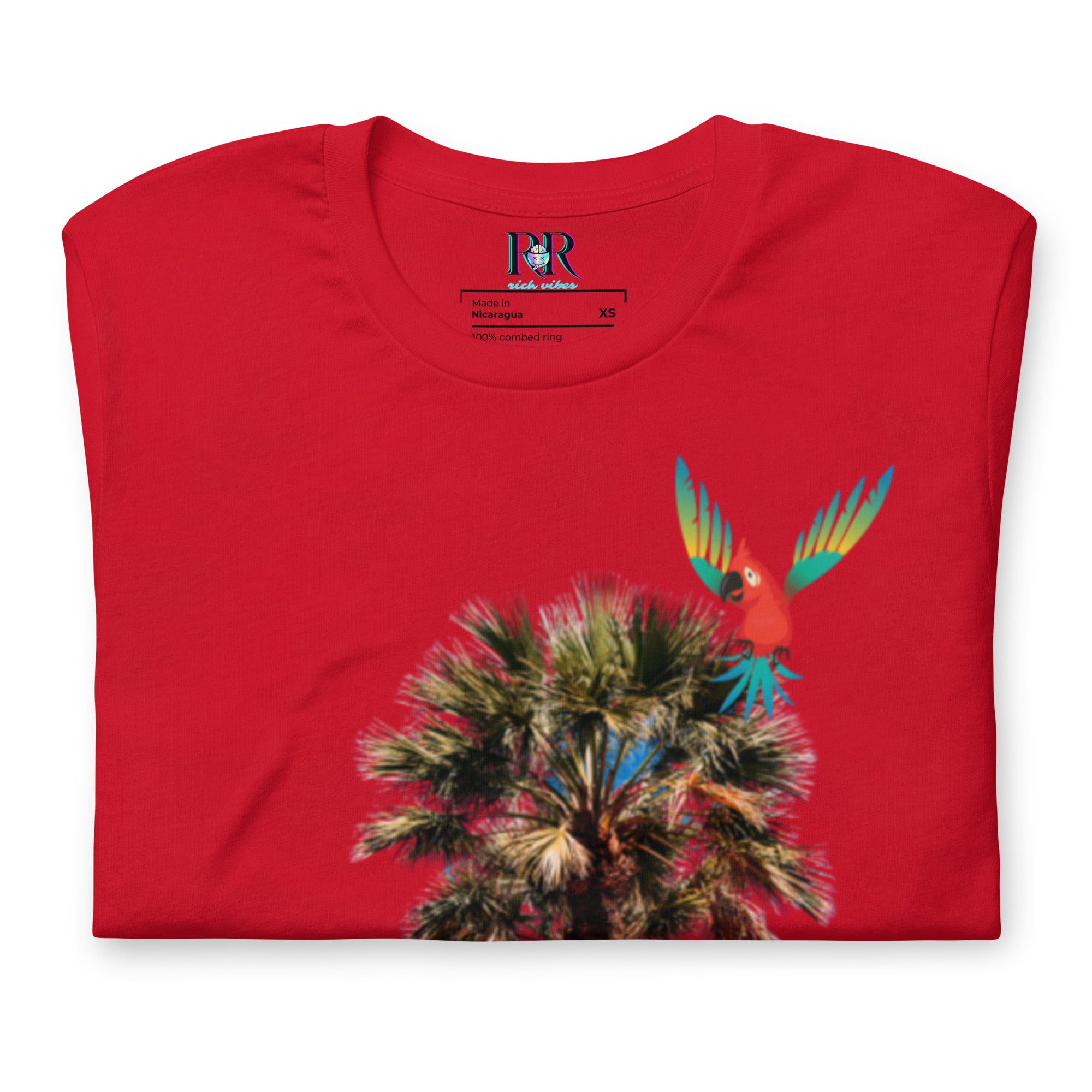 Rich Drip Volt Rich Vibes Colorful Palm Tree Silhouette Multi Colored Circle - Unisex t-shirt Red