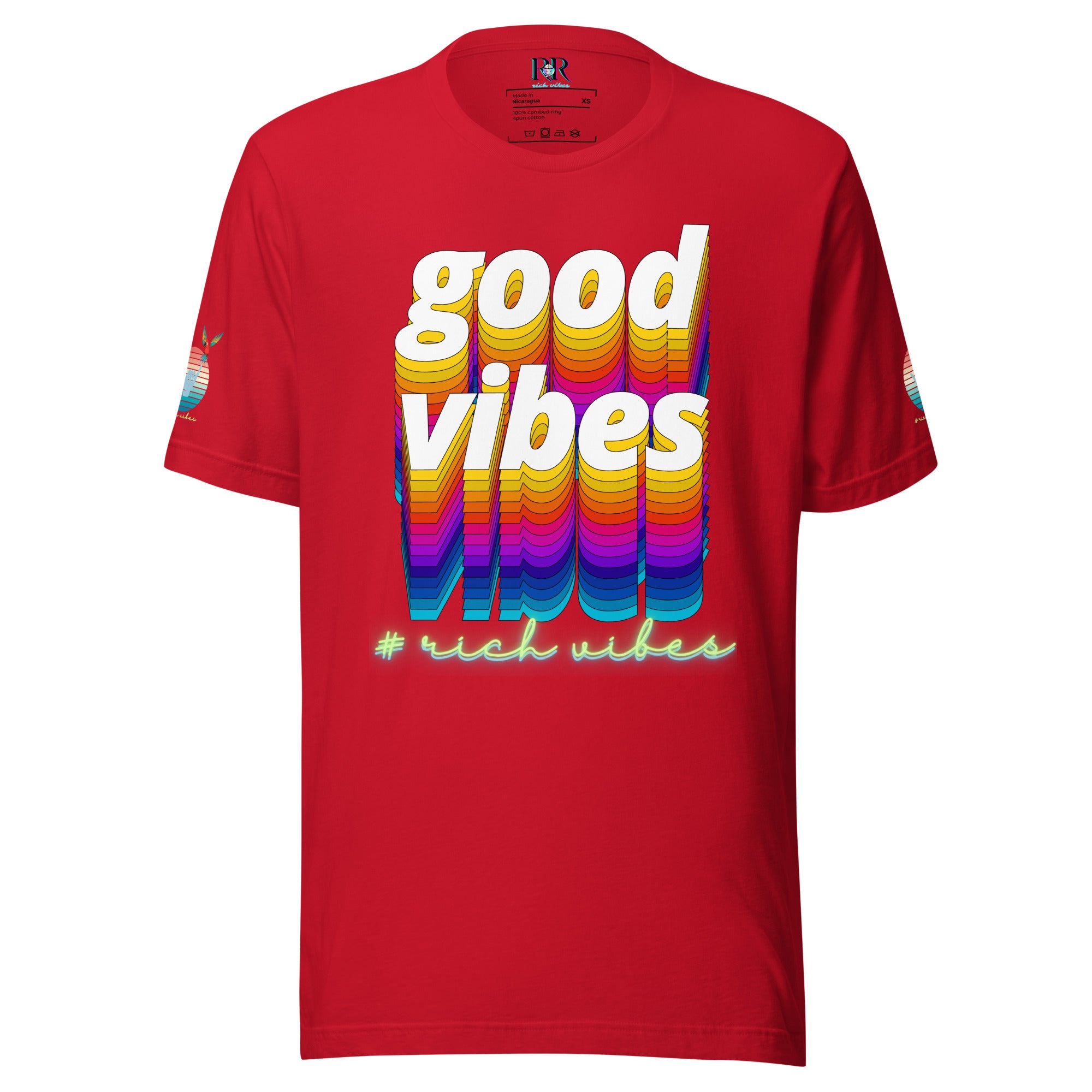 Rich Drip Good Vibes Multi Colored Circle 1.0 - Unisex t-shirt Red