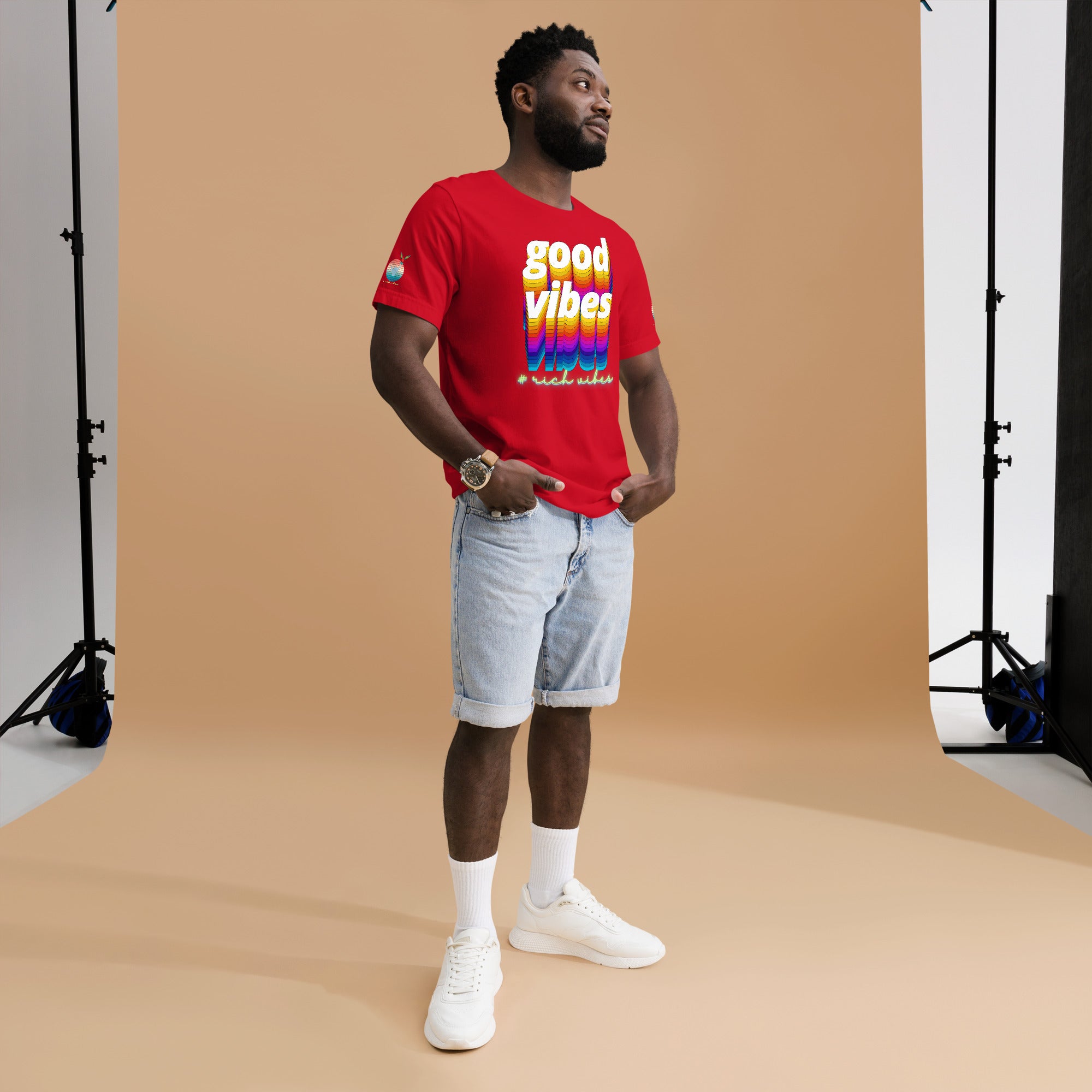 Rich Drip Good Vibes Multi Colored Circle 1.0 - Unisex t-shirt Red