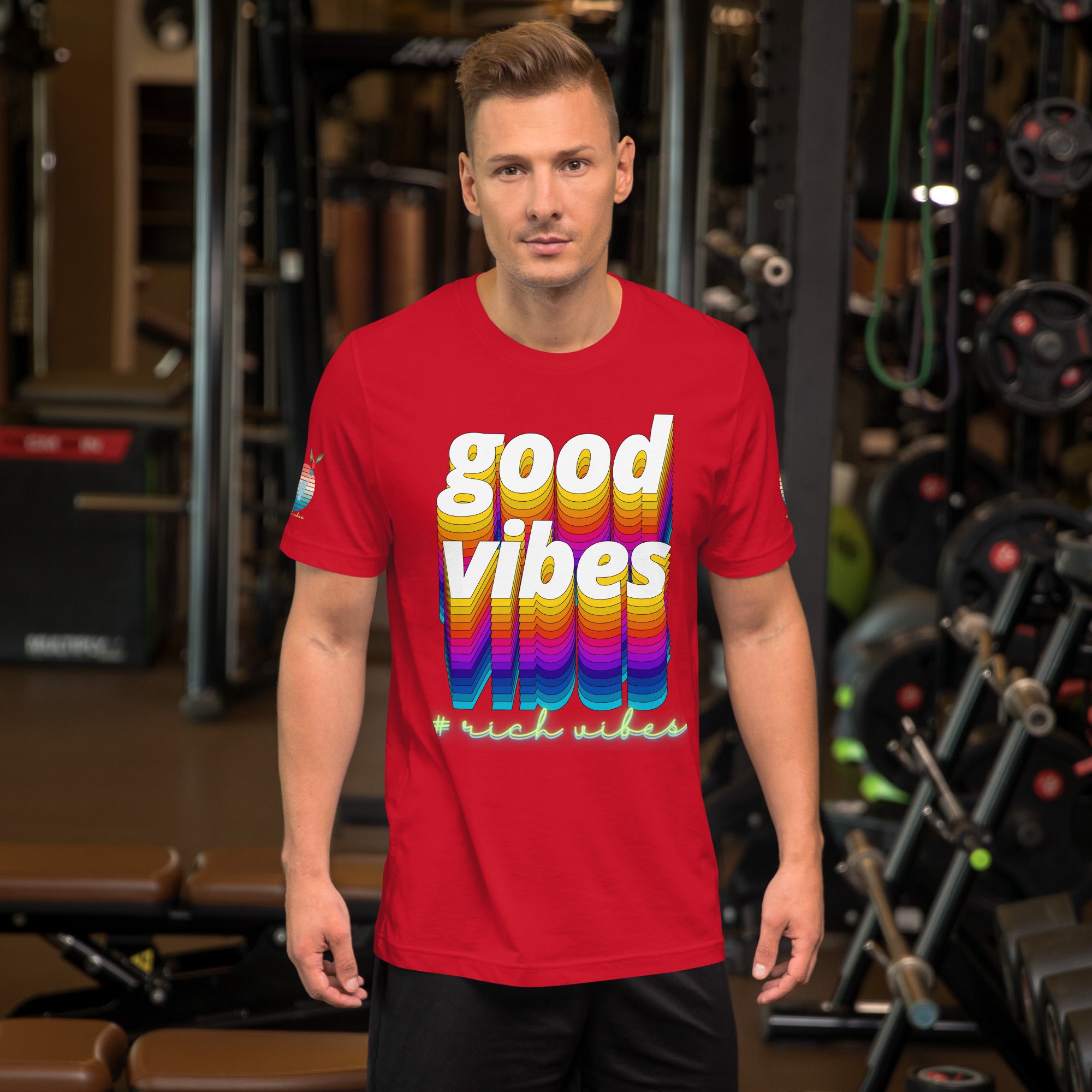 Rich Drip Good Vibes Multi Colored Circle 1.0 - Unisex t-shirt Red