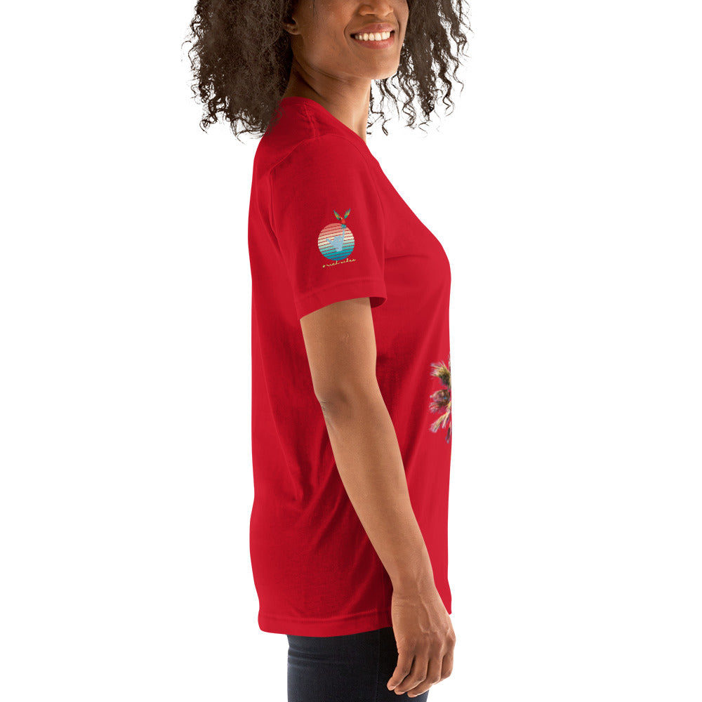 Rich Drip Volt Rich Vibes Colorful Palm Tree Silhouette Multi Colored Circle - Unisex t-shirt Red