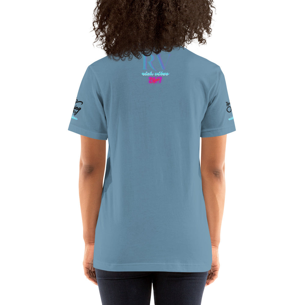 RV Rich Drip Her King Tropical Pink Palm Tree - Unisex t-shirt Steel Blue