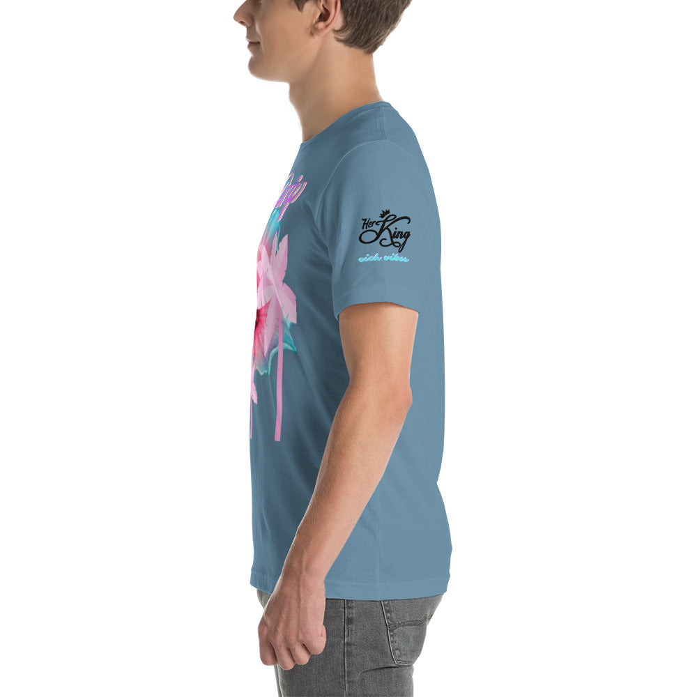 RV Rich Drip Her King Tropical Pink Palm Tree - Unisex t-shirt Steel Blue