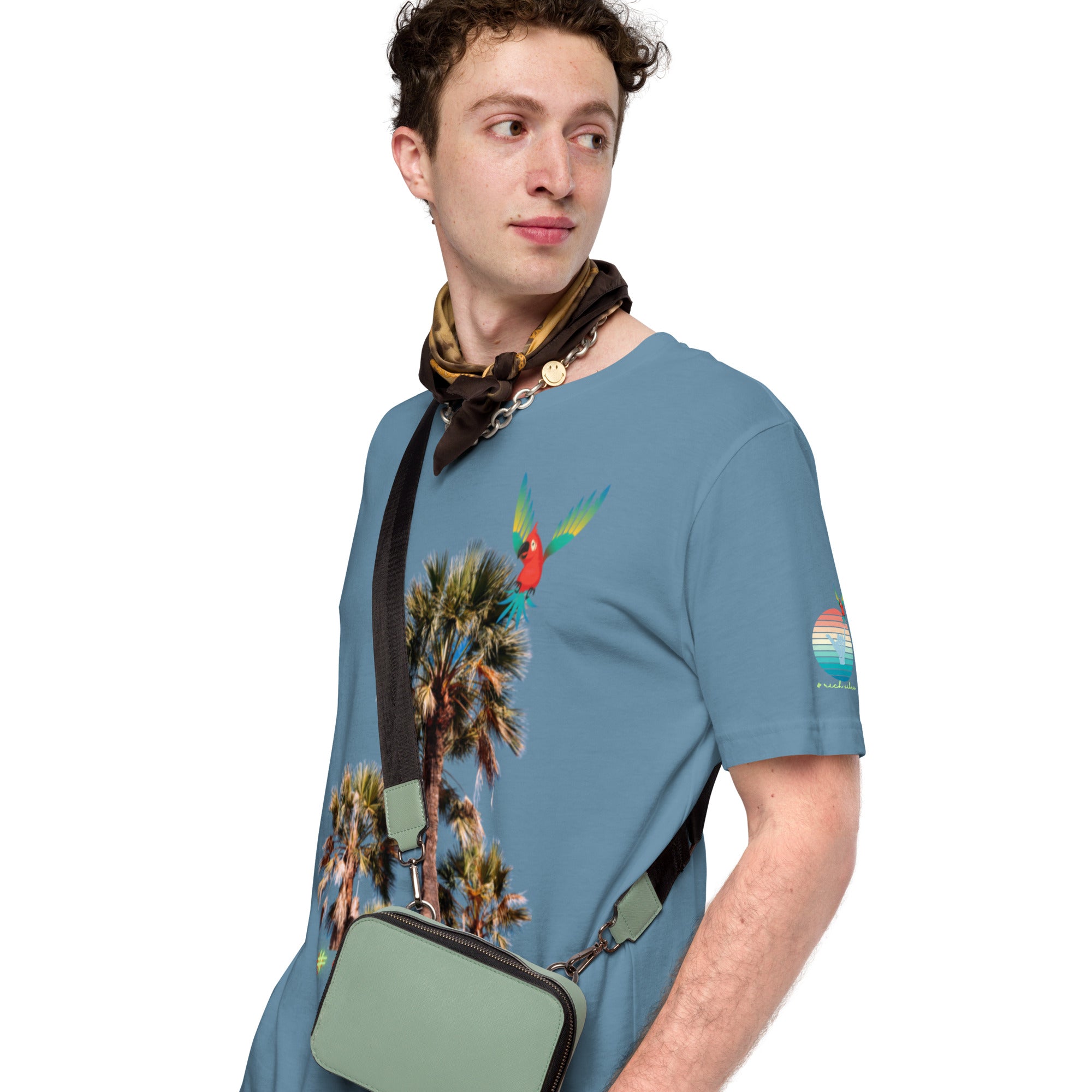 Rich Drip Volt Rich Vibes Colorful Palm Tree Silhouette Multi Colored Circle - Unisex t-shirt