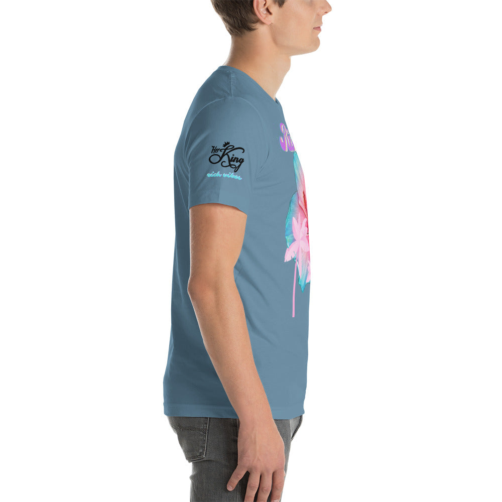 RV Rich Drip Her King Tropical Pink Palm Tree - Unisex t-shirt Steel Blue