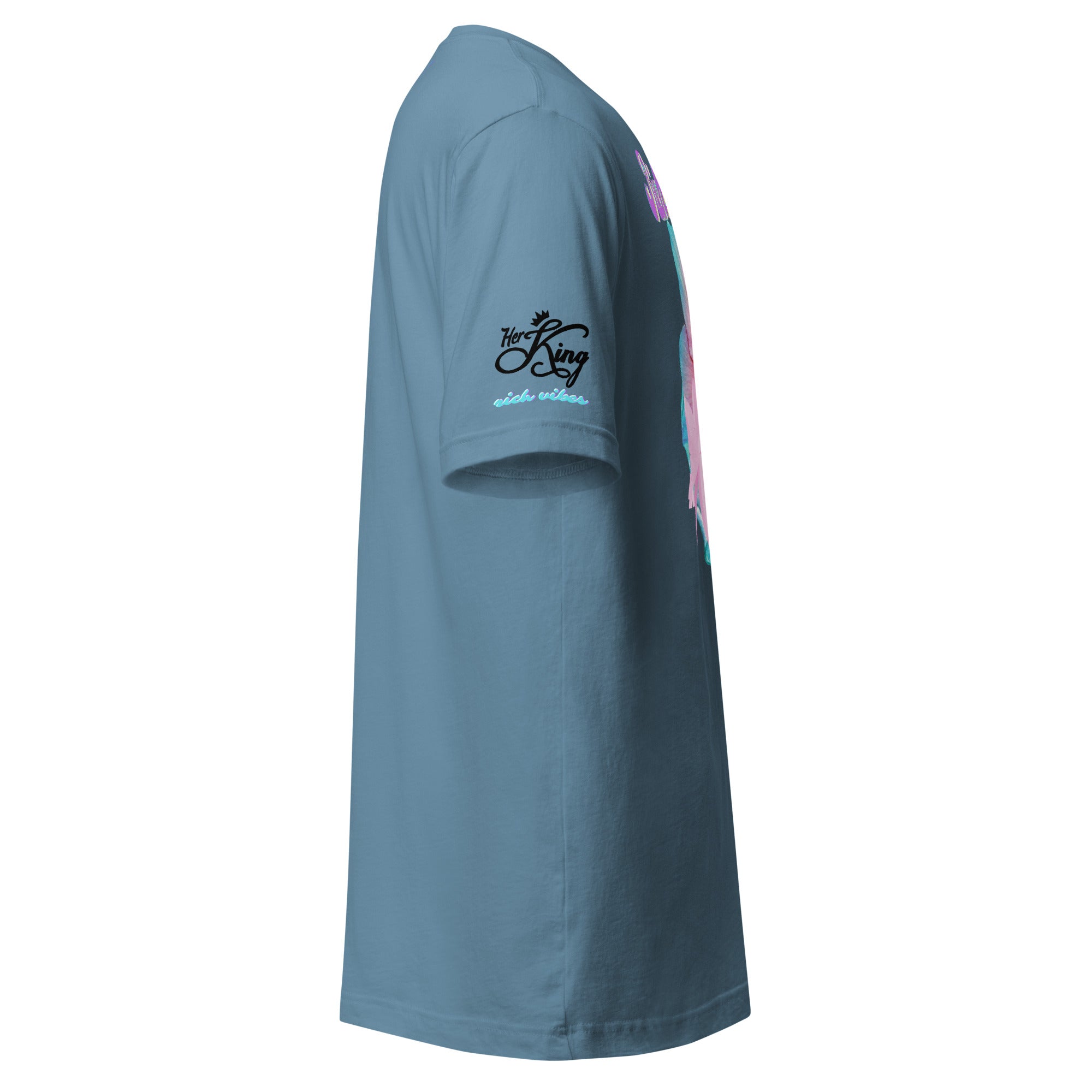 RV Rich Drip Her King Tropical Pink Palm Tree - Unisex t-shirt Steel Blue