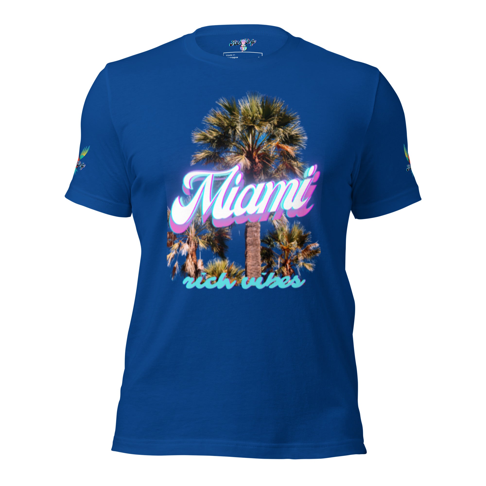 RV Rich Drip Miami Palm Tree Silhouette Royal Blue - Unisex t-shirt