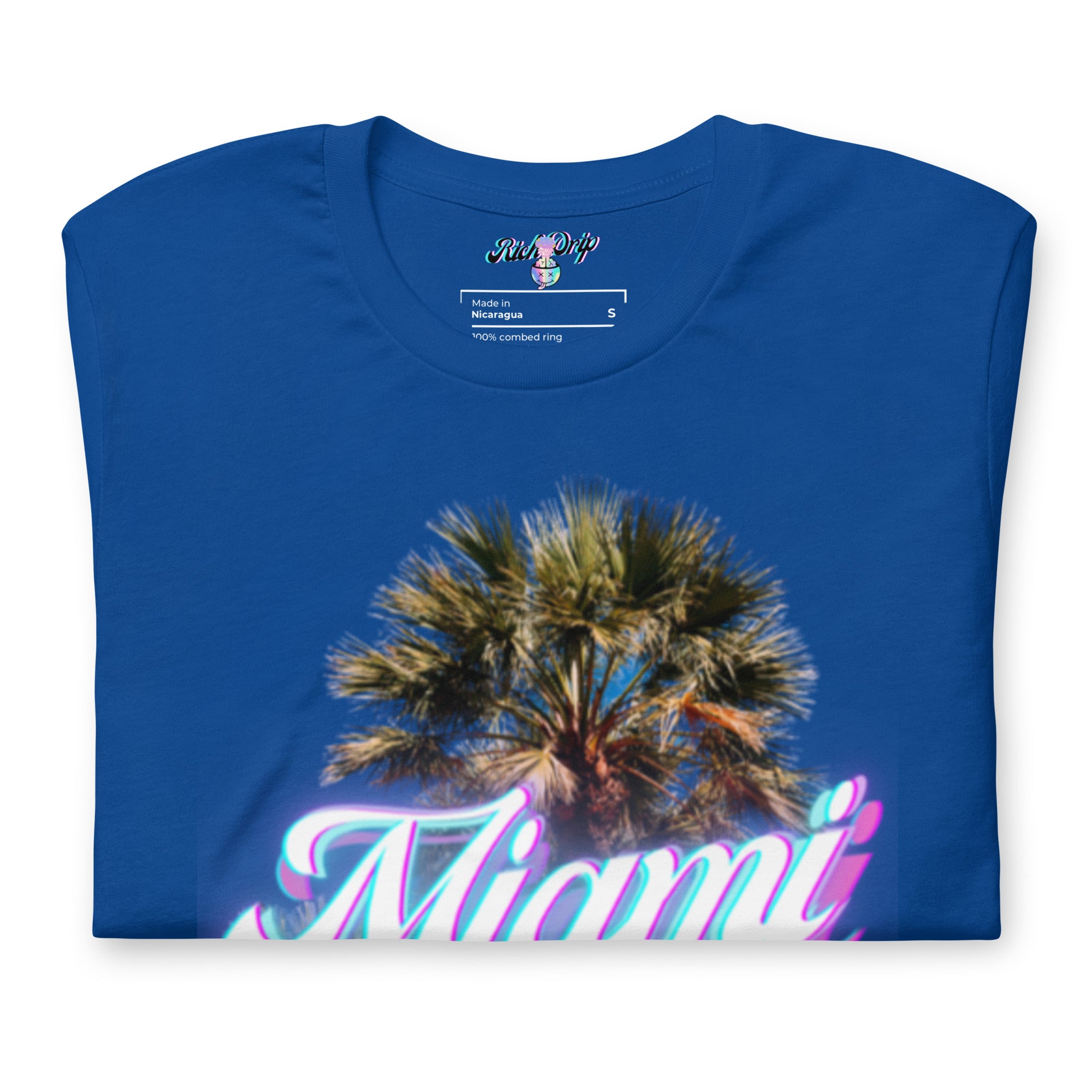 RV Rich Drip Miami Palm Tree Silhouette Royal Blue - Unisex t-shirt
