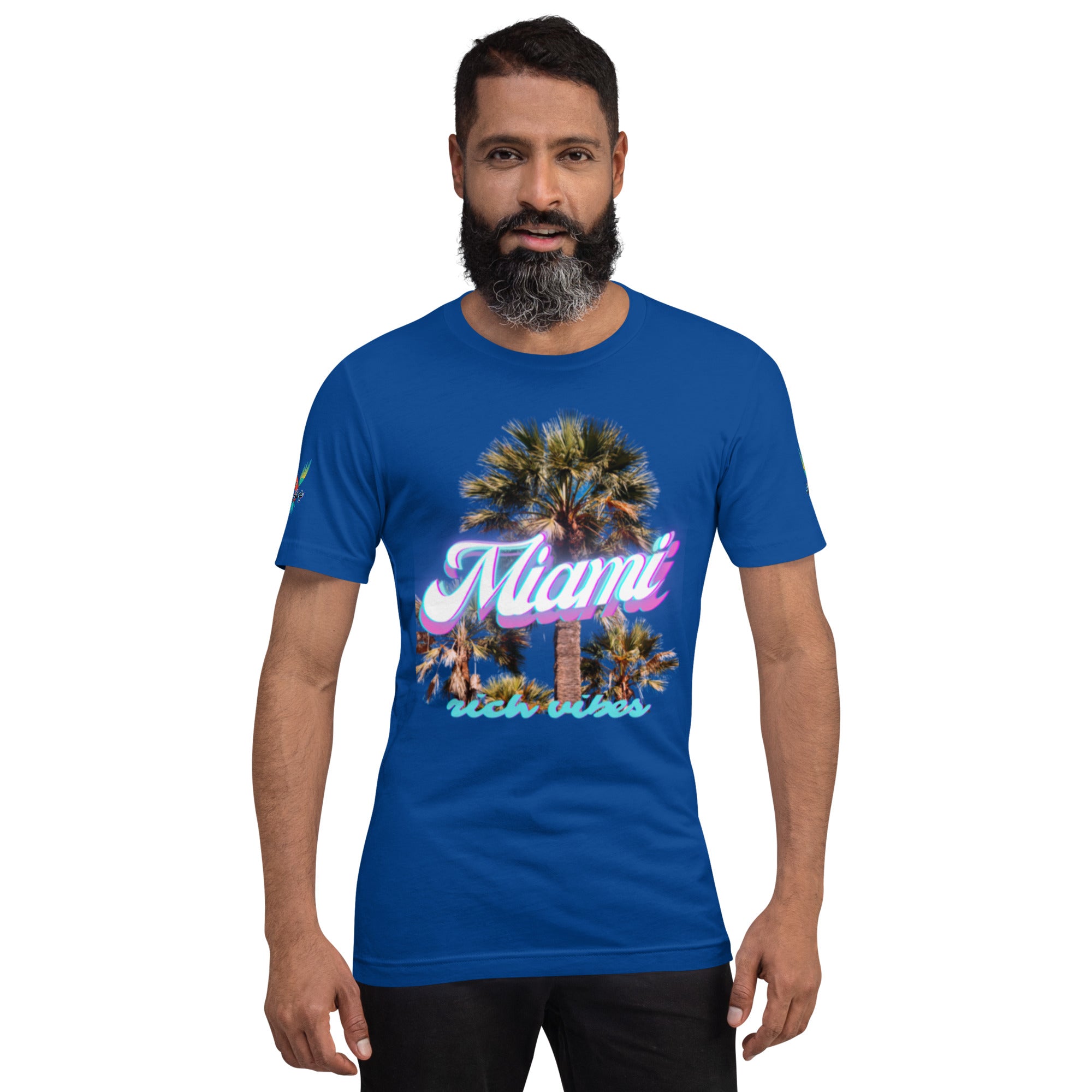 RV Rich Drip Miami Palm Tree Silhouette Royal Blue - Unisex t-shirt