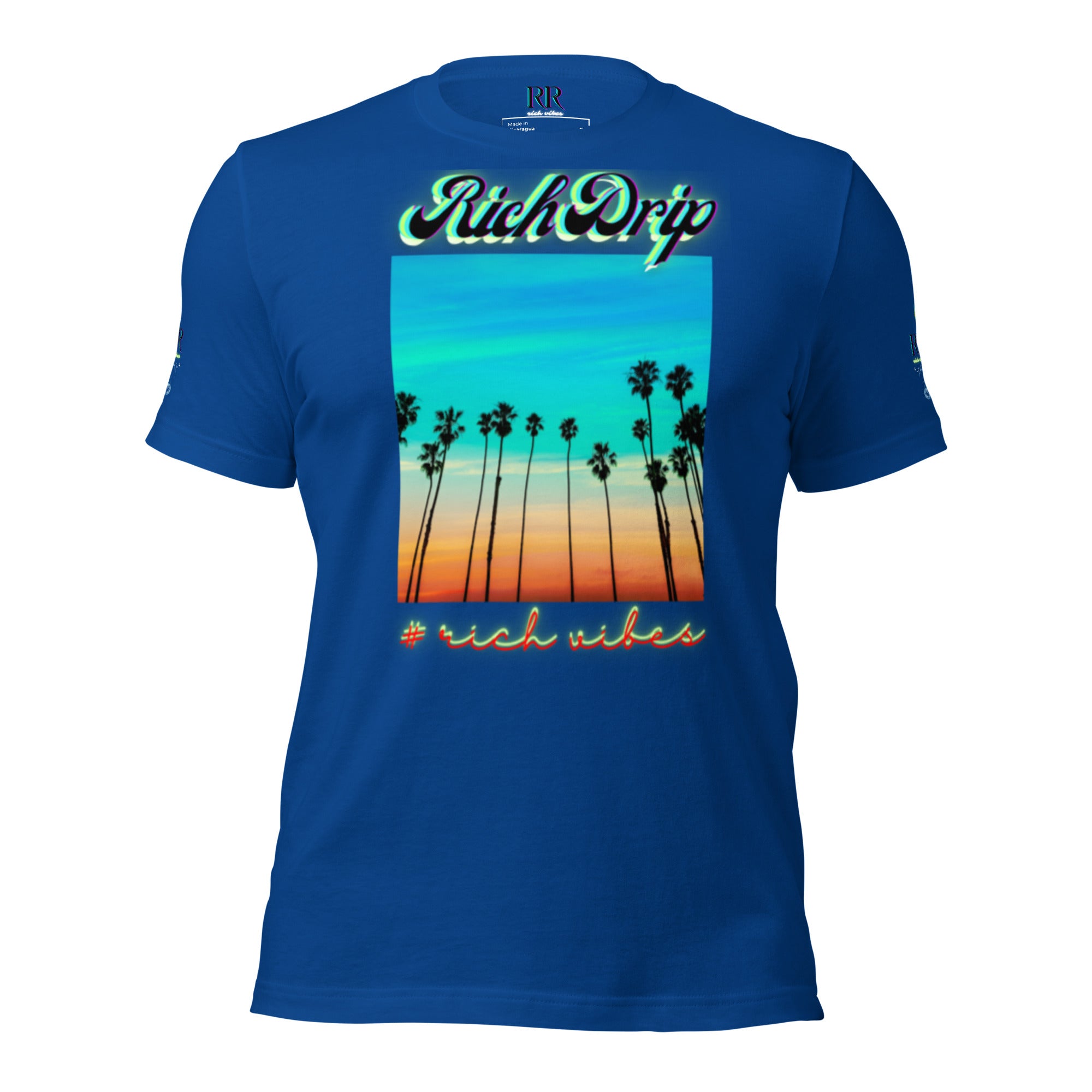 Rich Vibes Multi Colored Beach Sunset Drip 2.0 - Unisex t-shirt Royal Blue