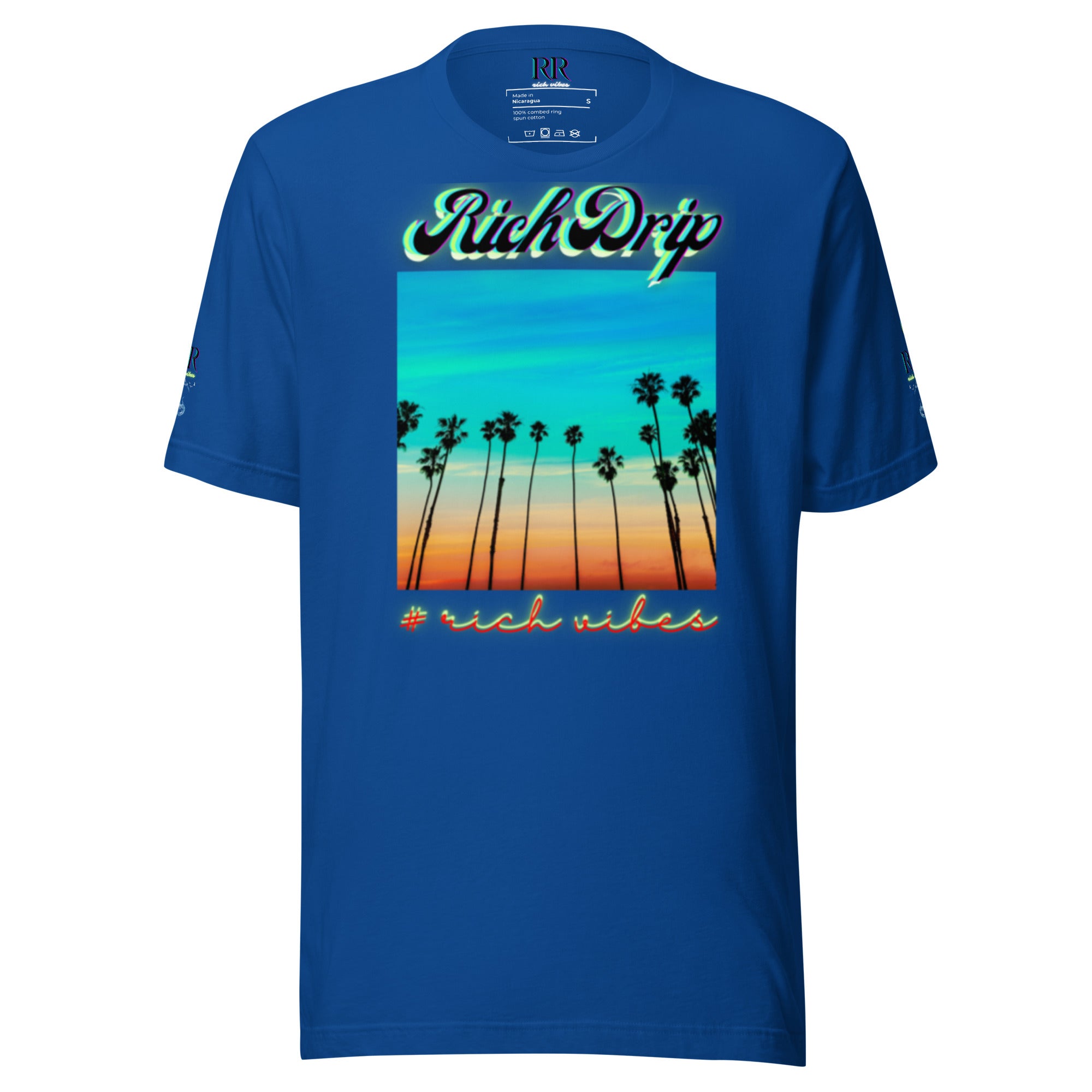 Rich Vibes Multi Colored Beach Sunset Drip 2.0 - Unisex t-shirt Royal Blue