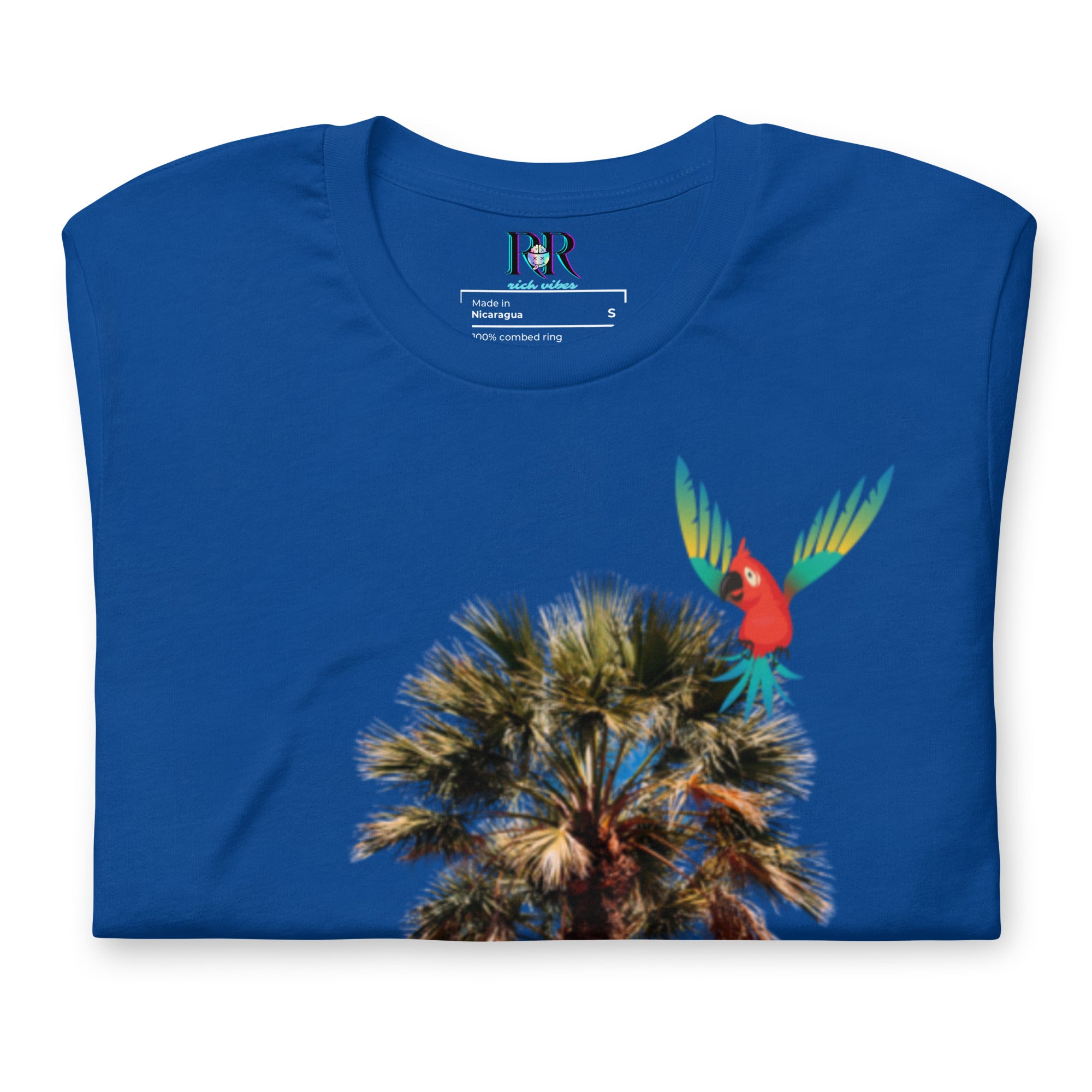 Rich Drip Volt Rich Vibes Colorful Palm Tree Silhouette Multi Colored Circle - Unisex t-shirt Royal Blue