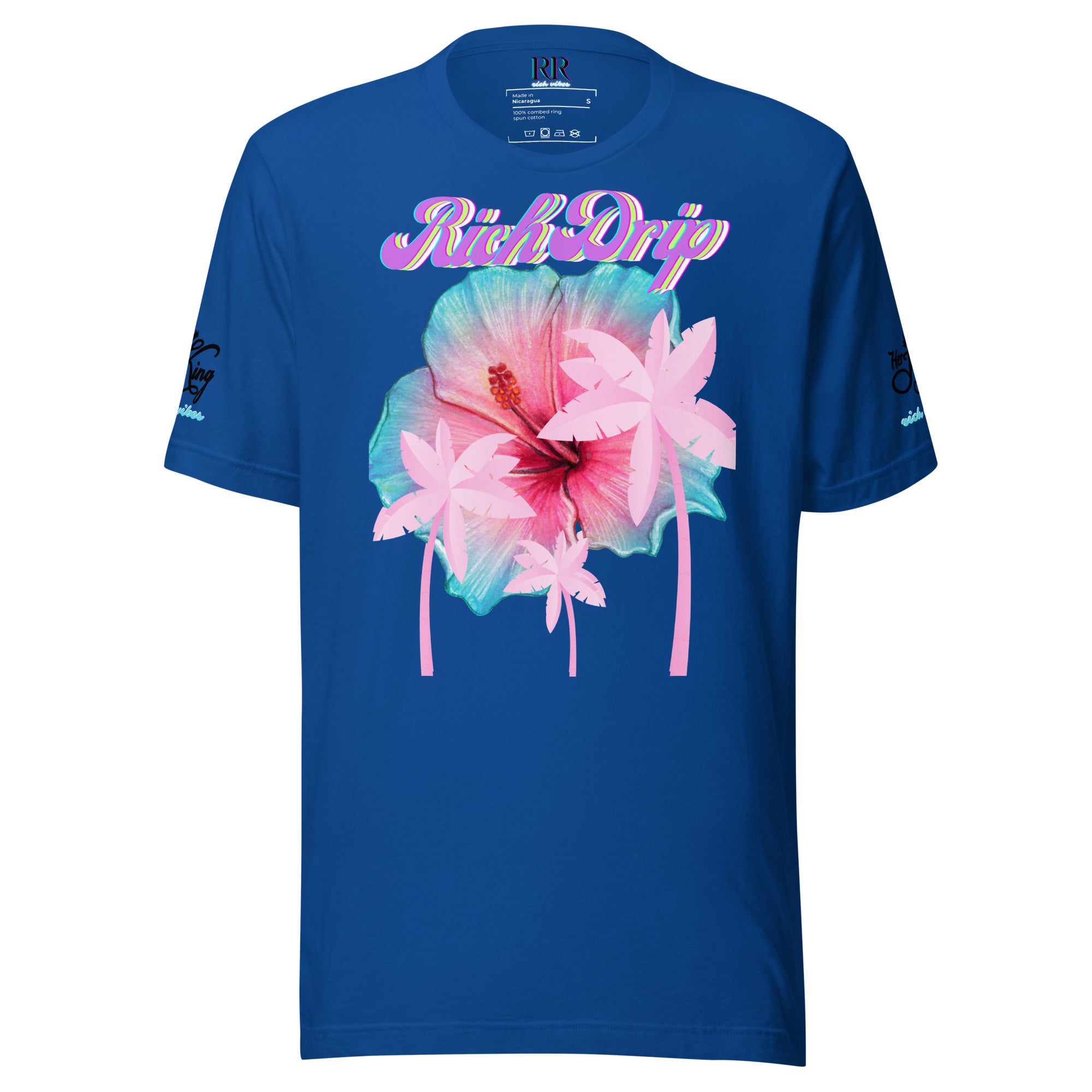 RV Rich Drip Her King Tropical Pink Palm Tree - Unisex t-shirt Royal Blue