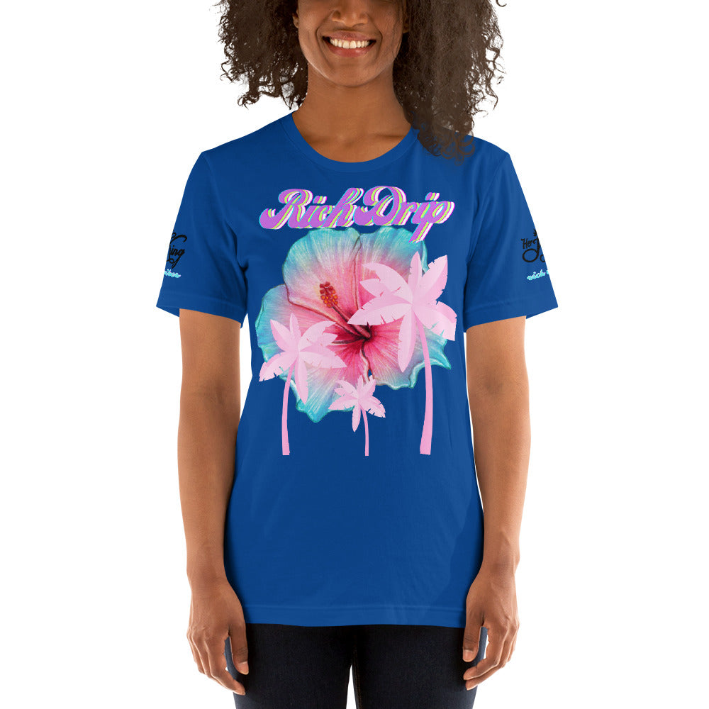 RV Rich Drip Her King Tropical Pink Palm Tree - Unisex t-shirt Royal Blue