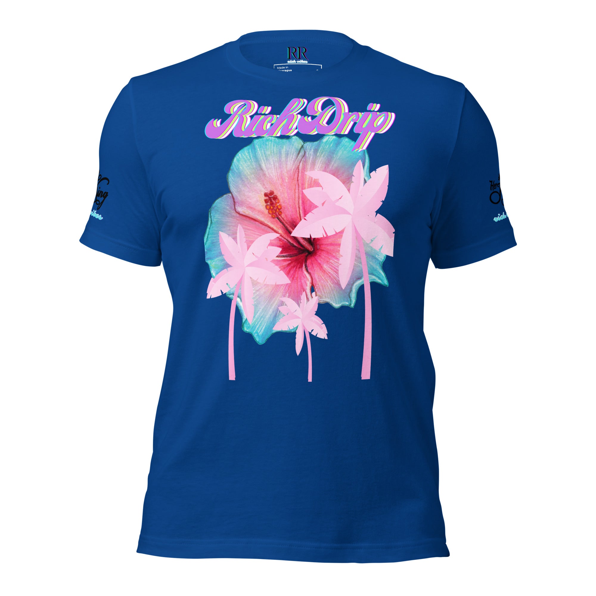 RV Rich Drip Her King Tropical Pink Palm Tree - Unisex t-shirt Royal Blue