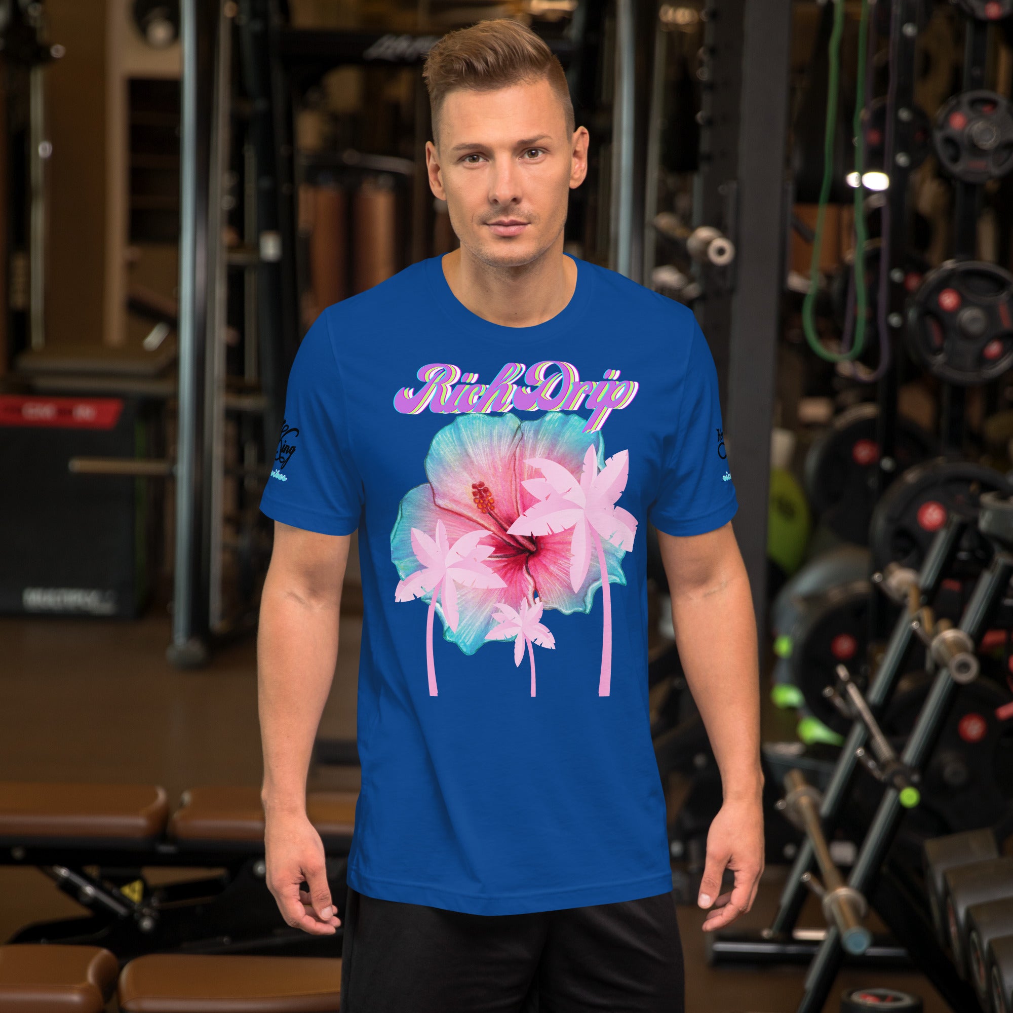 RV Rich Drip Her King Tropical Pink Palm Tree - Unisex t-shirt Royal Blue