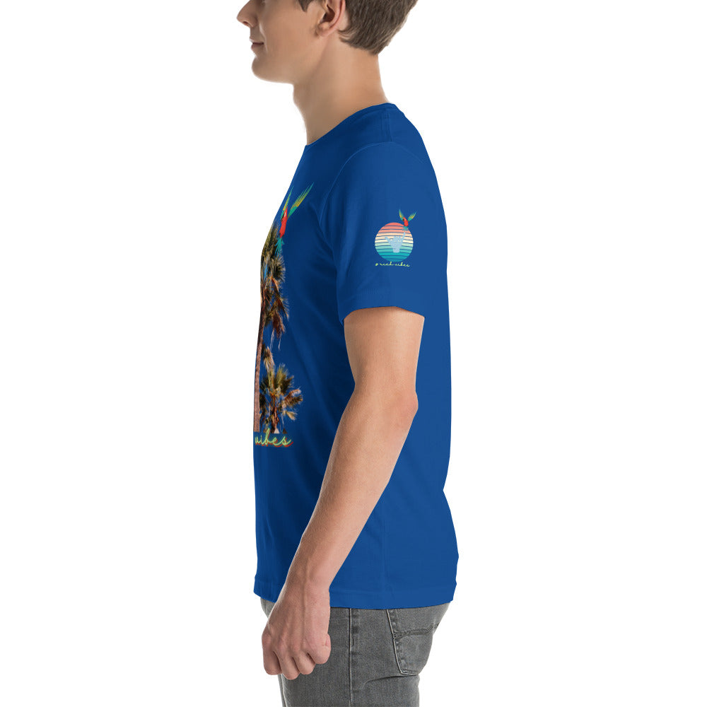 Rich Drip Volt Rich Vibes Colorful Palm Tree Silhouette Multi Colored Circle - Unisex t-shirt Royal Blue