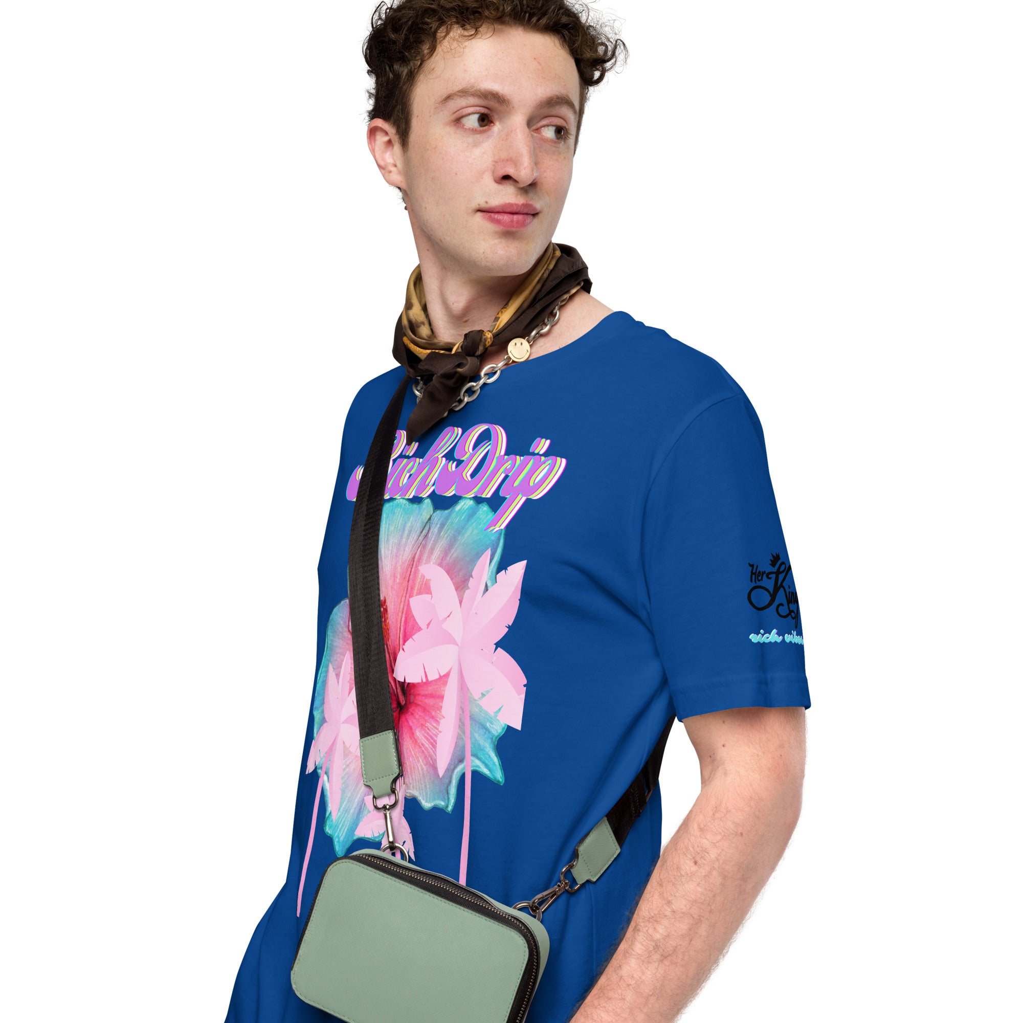 RV Rich Drip Her King Tropical Pink Palm Tree - Unisex t-shirt Royal Blue