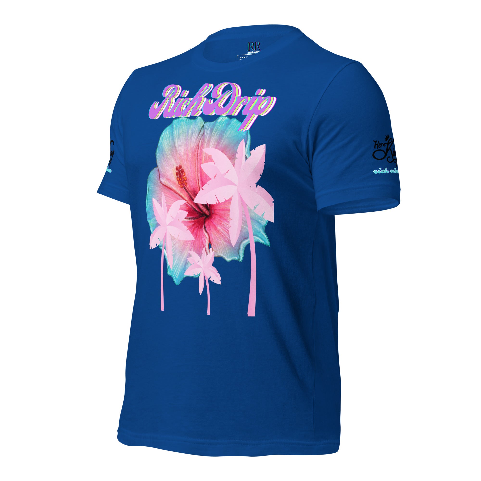 RV Rich Drip Her King Tropical Pink Palm Tree - Unisex t-shirt Royal Blue