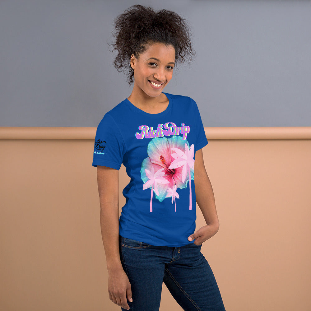 RV Rich Drip Her King Tropical Pink Palm Tree - Unisex t-shirt Royal Blue