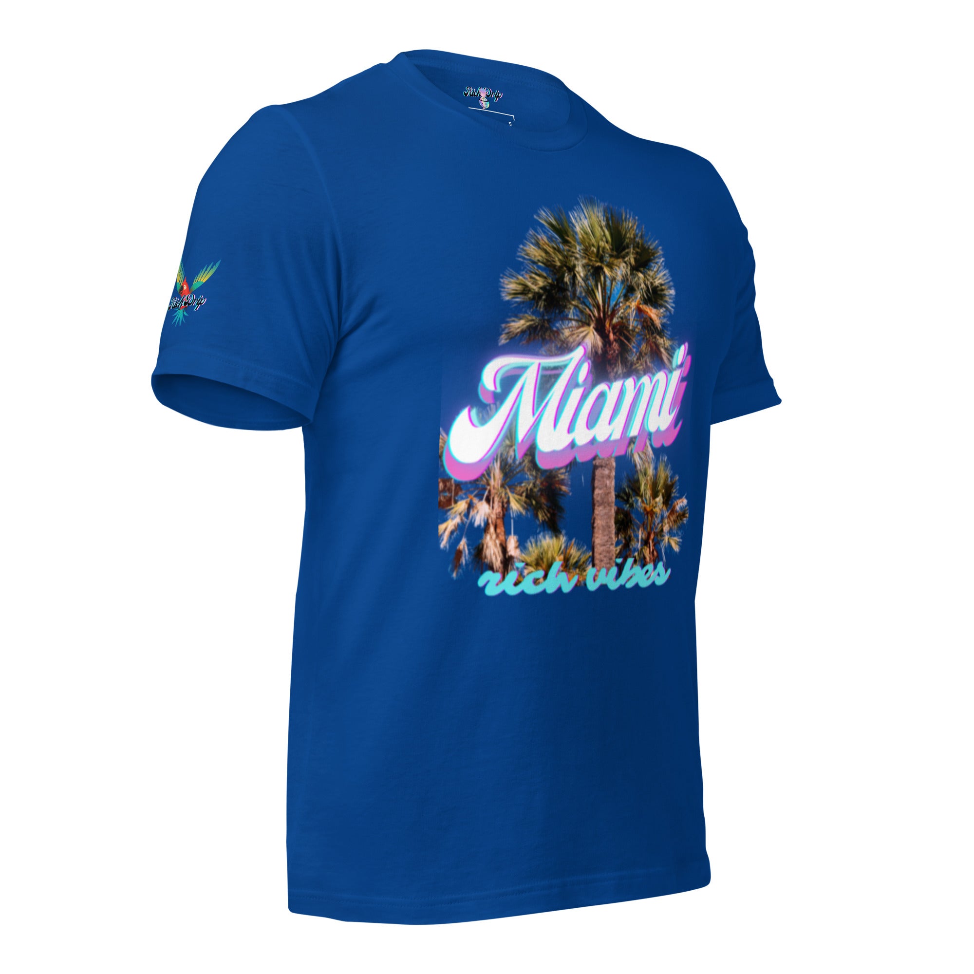 RV Rich Drip Miami Palm Tree Silhouette Royal Blue - Unisex t-shirt