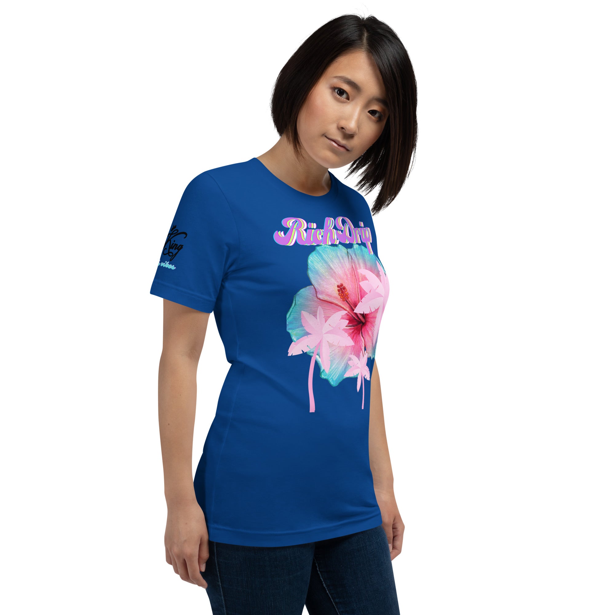RV Rich Drip Her King Tropical Pink Palm Tree - Unisex t-shirt Royal Blue