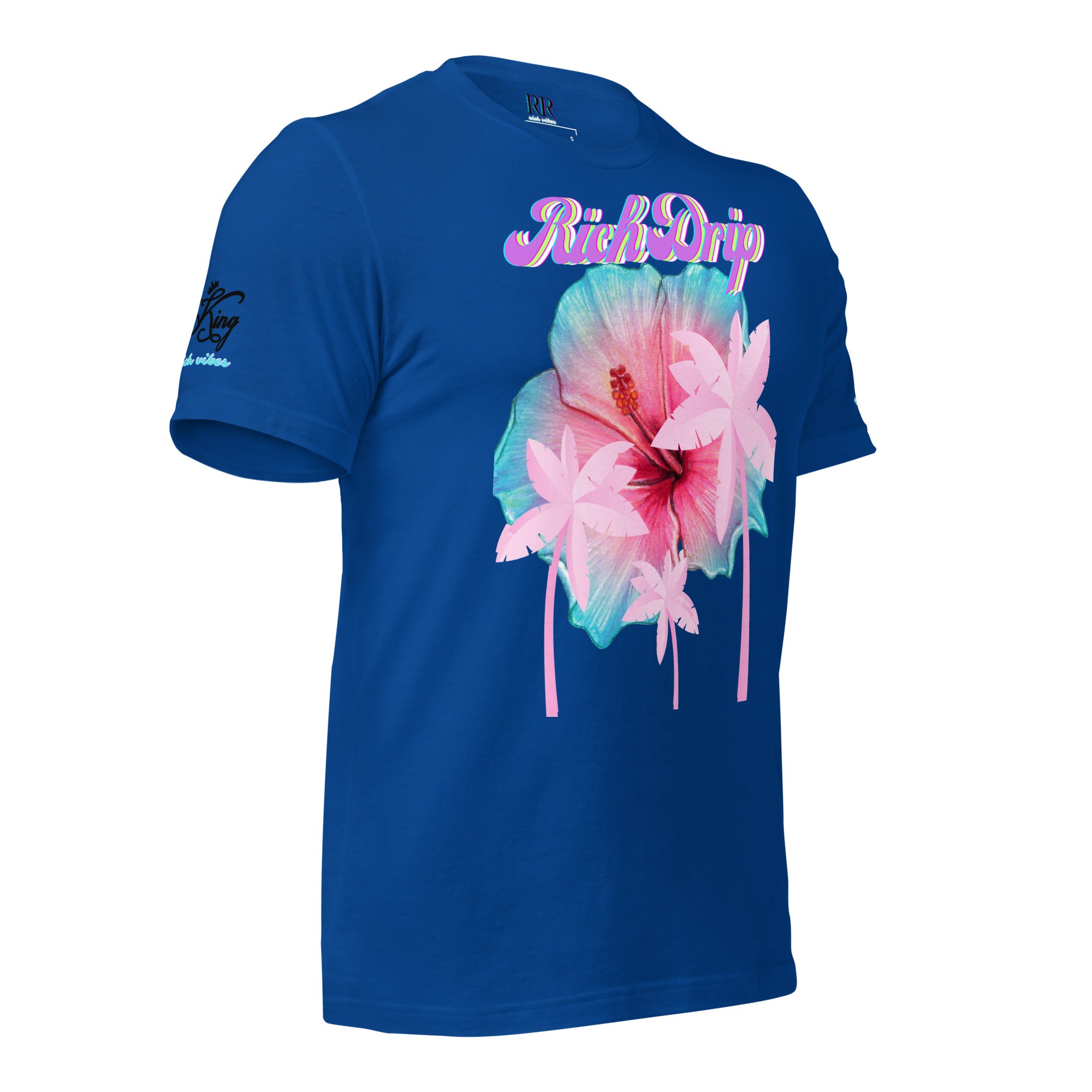 RV Rich Drip Her King Tropical Pink Palm Tree - Unisex t-shirt Royal Blue
