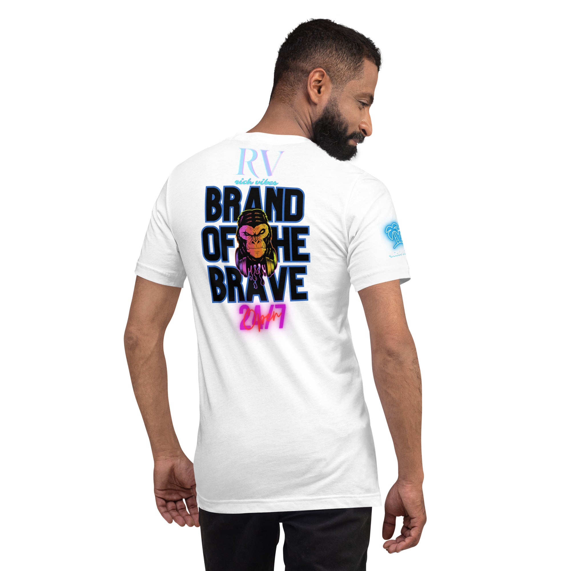 RV Rich Drip Brand Of The Brave Windy Palms White Motor Sport White - Unisex t-shirt