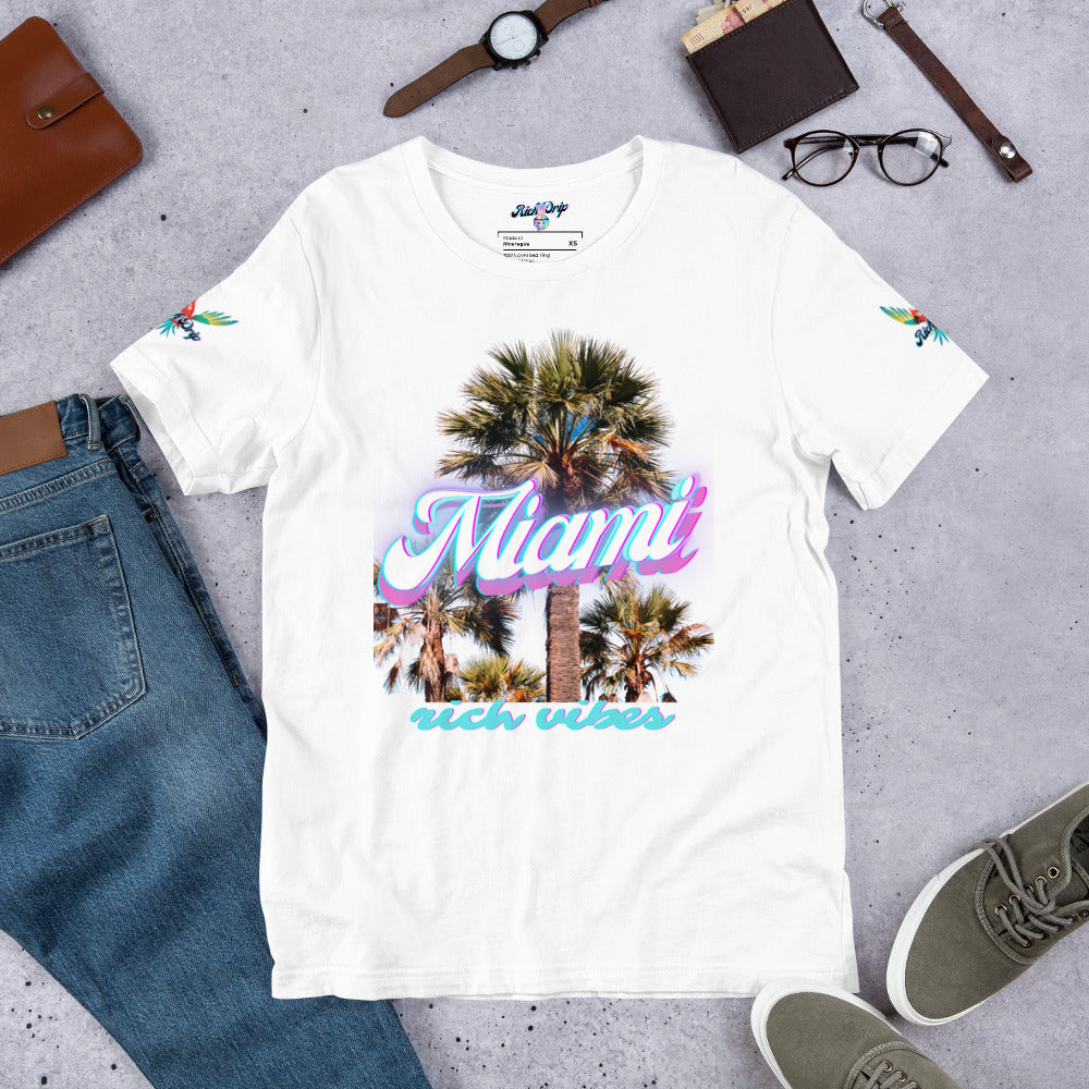 RV Rich Drip Miami Palm Tree Silhouette White - Unisex t-shirt