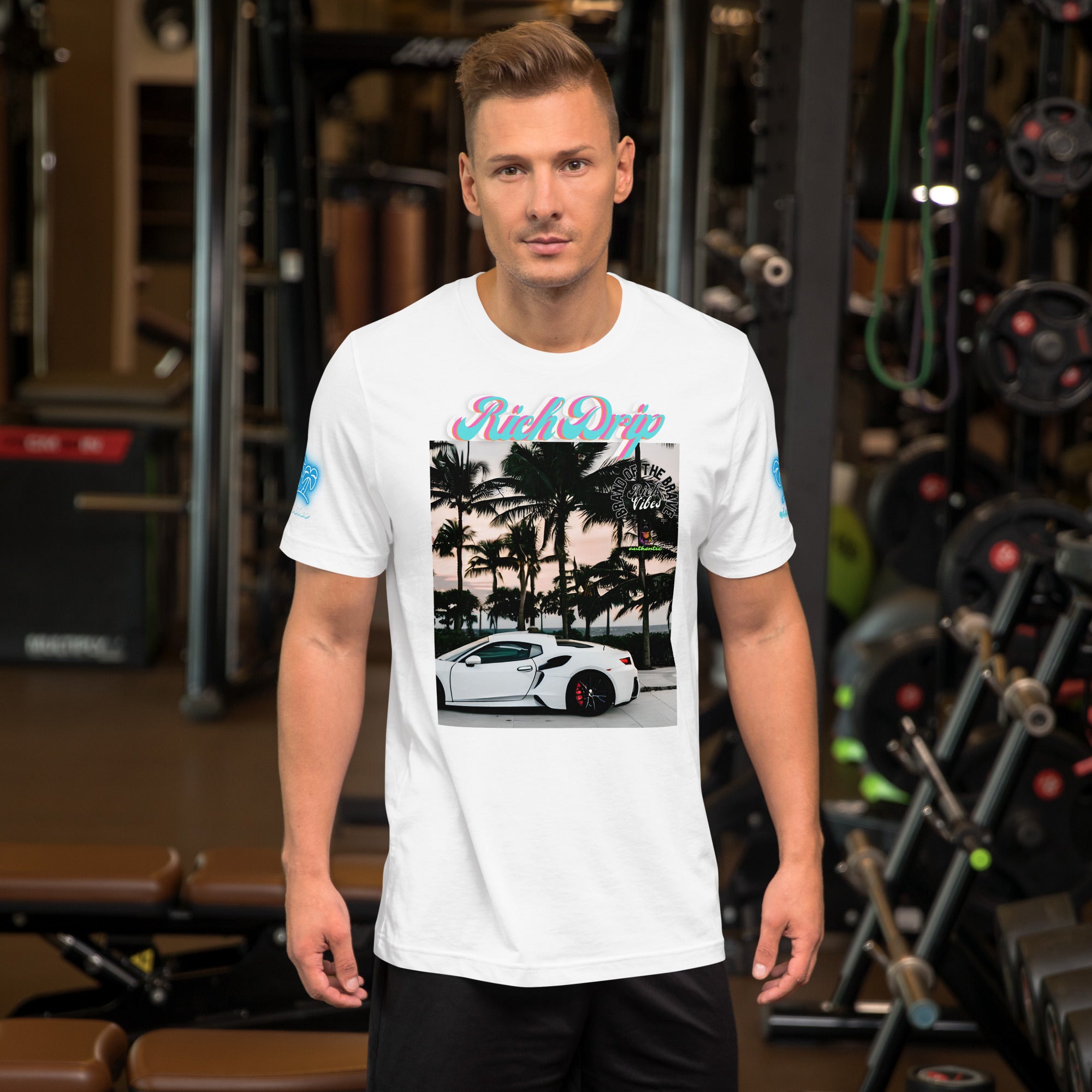 RV Rich Drip Brand Of The Brave Windy Palms White Motor Sport White - Unisex t-shirt