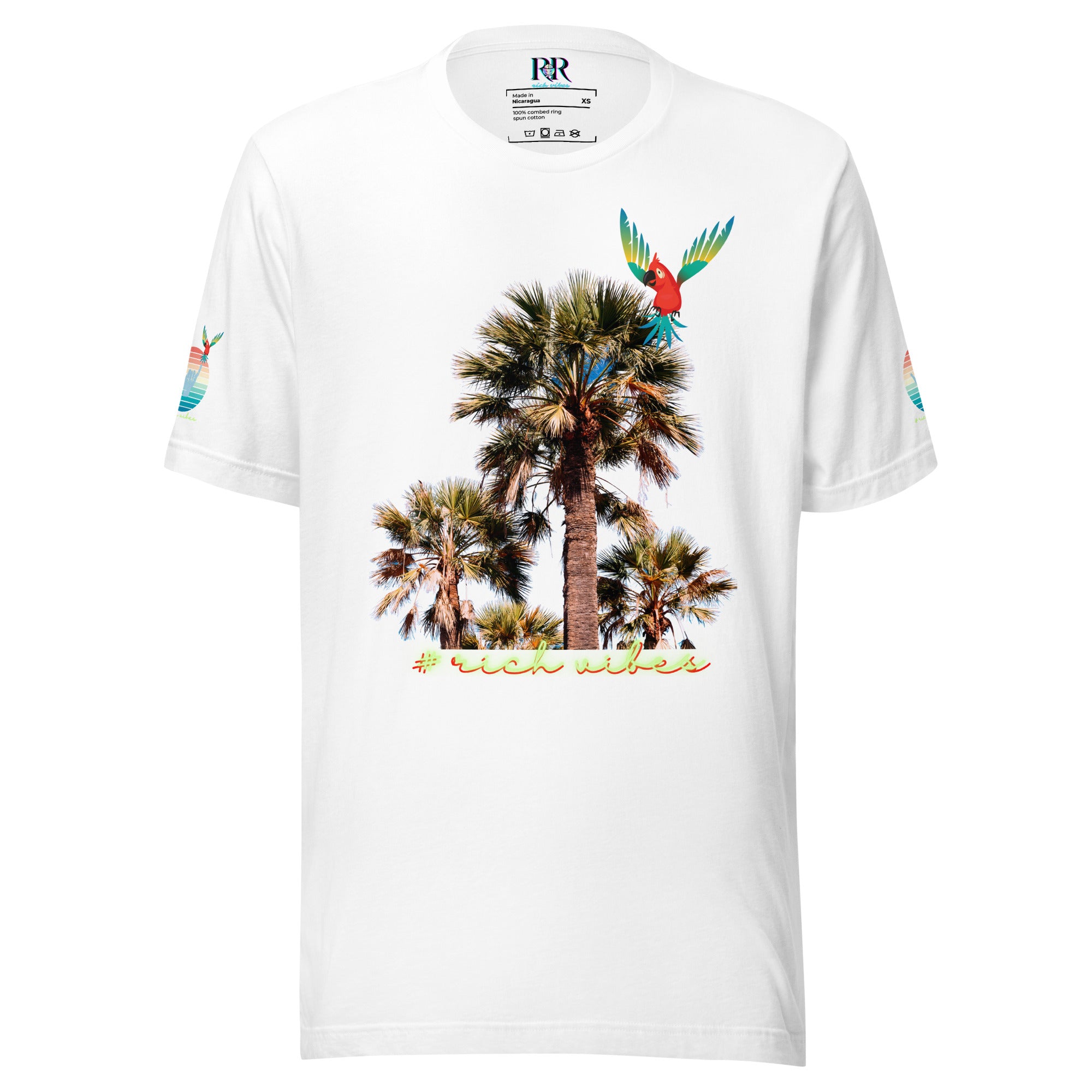 Rich Drip Volt Rich Vibes Colorful Palm Tree Silhouette Multi Colored Circle - Unisex t-shirt Pastel