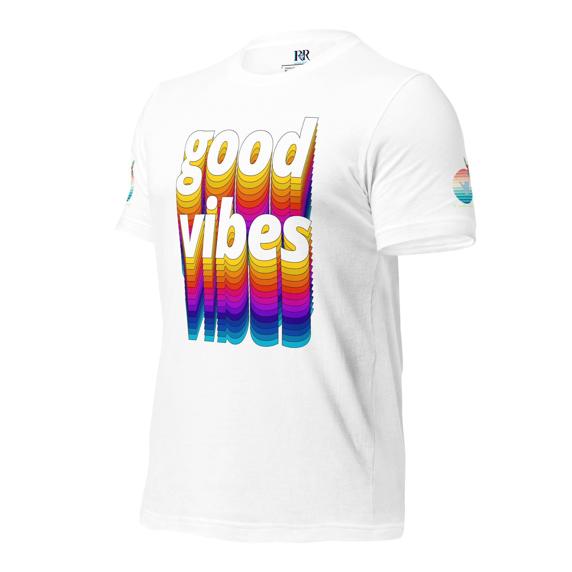 Rich Drip Good Vibes Multi Colored Circle - Unisex t-shirt White