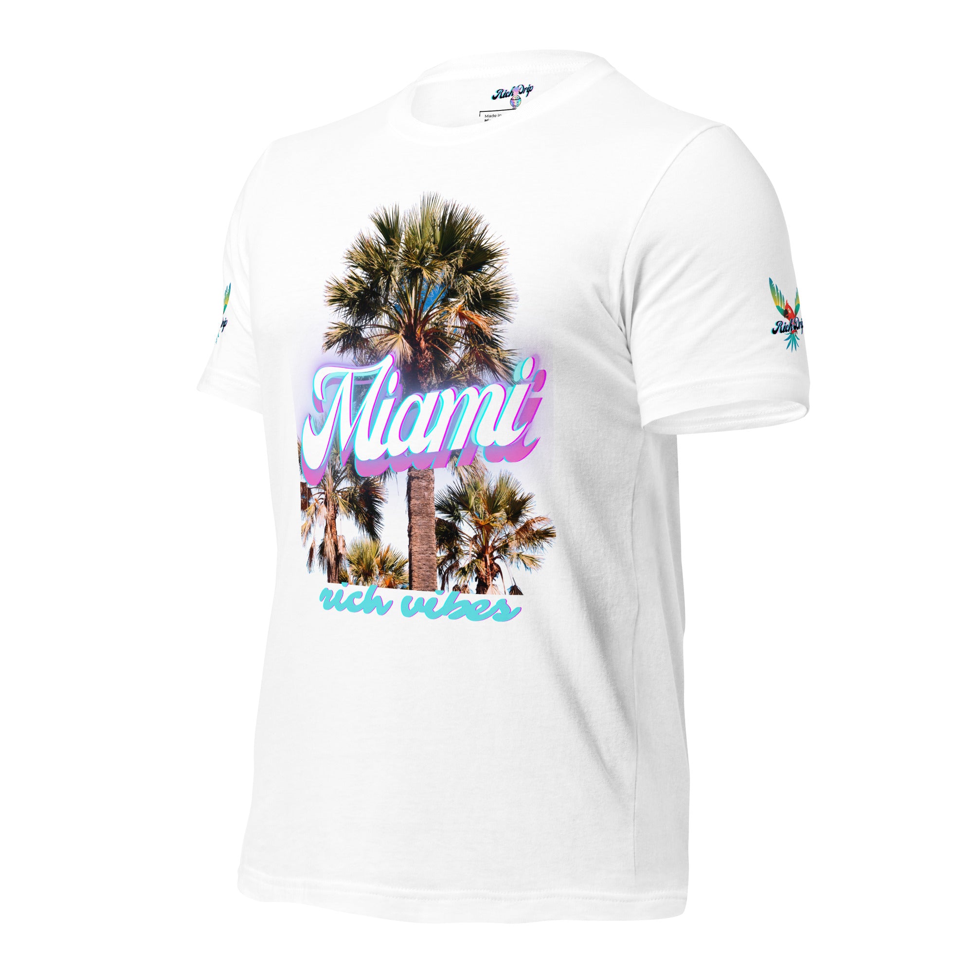 RV Rich Drip Miami Palm Tree Silhouette White - Unisex t-shirt