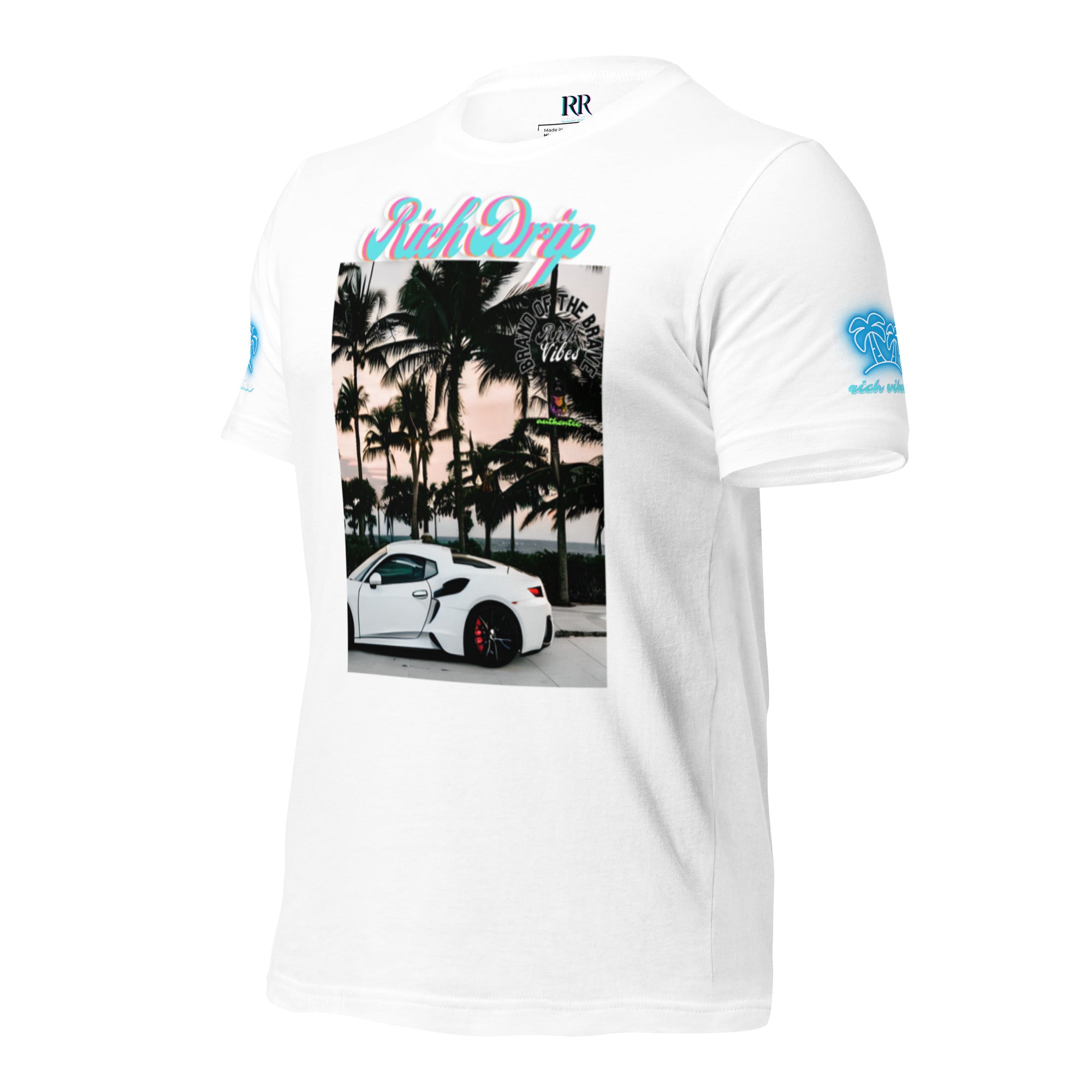 RV Rich Drip Brand Of The Brave Windy Palms White Motor Sport White - Unisex t-shirt