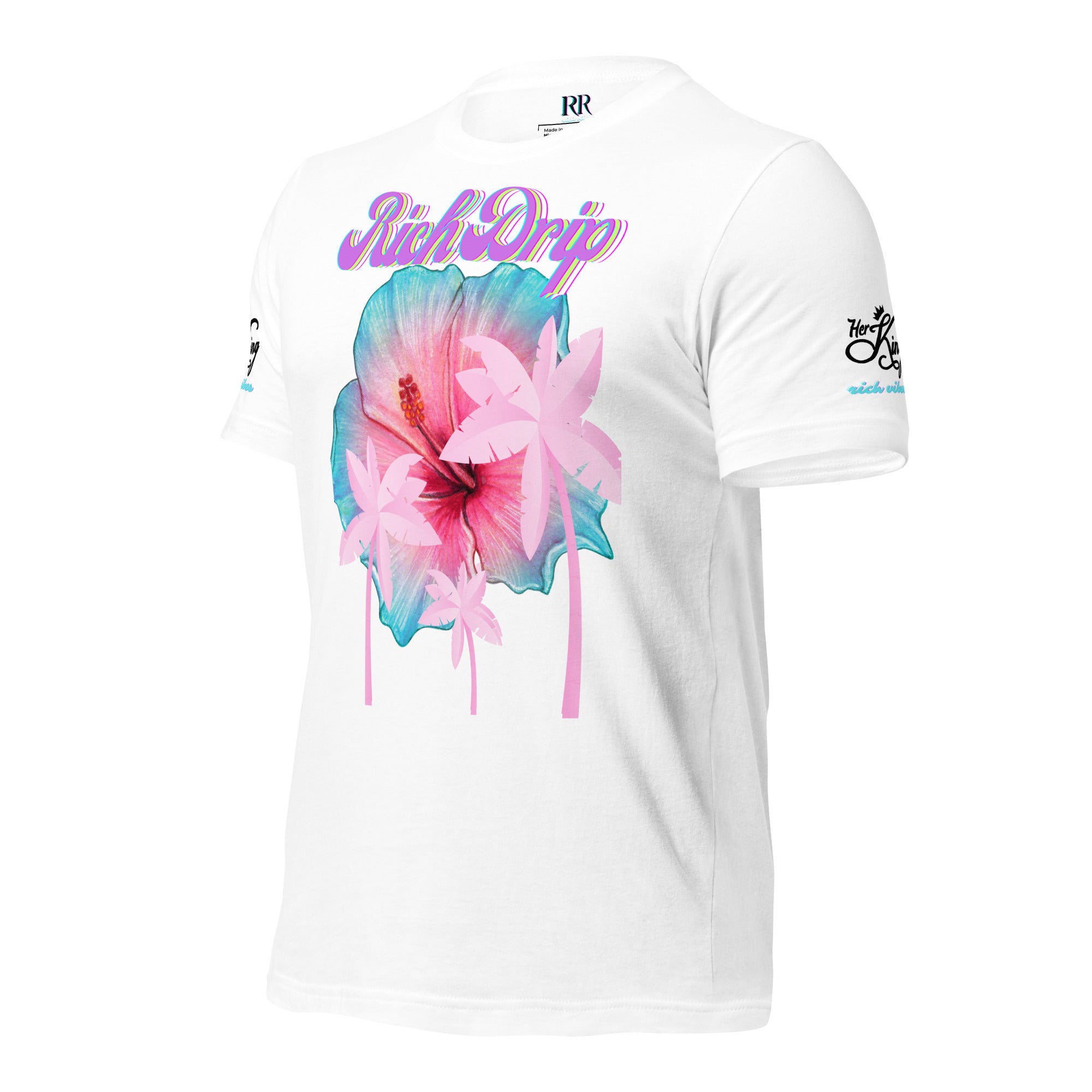 RV Rich Drip Her King Tropical Pink Palm Tree - Unisex t-shirt Pastel