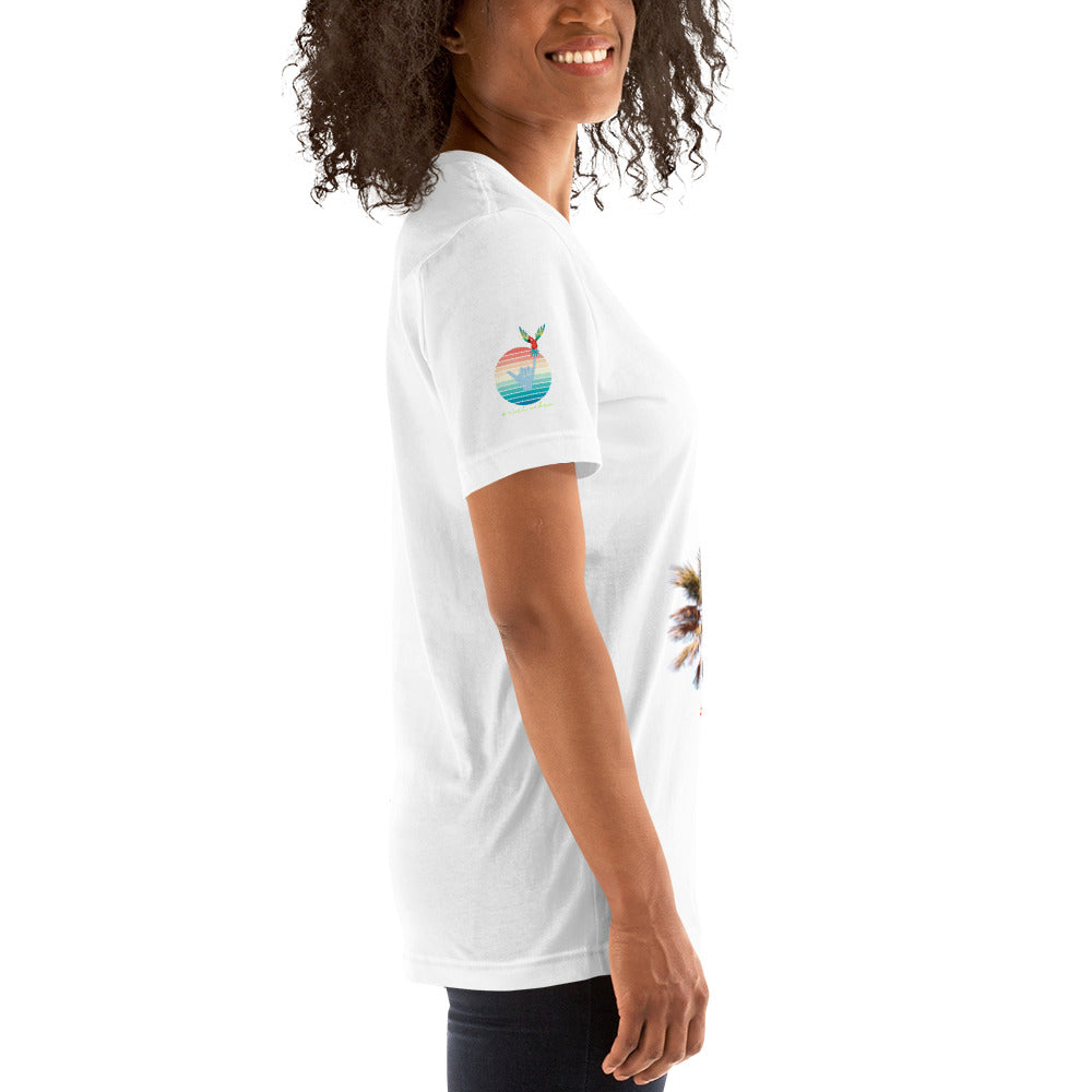 Rich Drip Volt Rich Vibes Colorful Palm Tree Silhouette Multi Colored Circle - Unisex t-shirt White