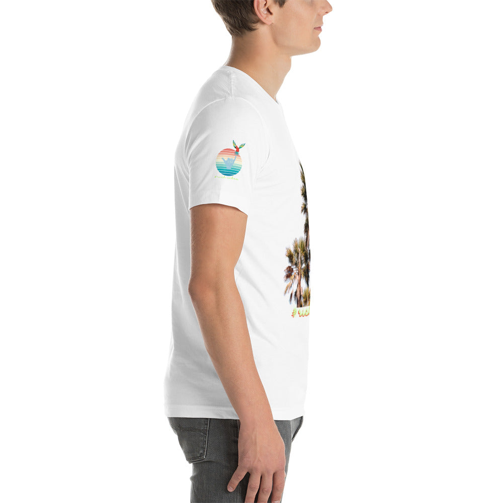 Rich Drip Volt Rich Vibes Colorful Palm Tree Silhouette Multi Colored Circle - Unisex t-shirt White