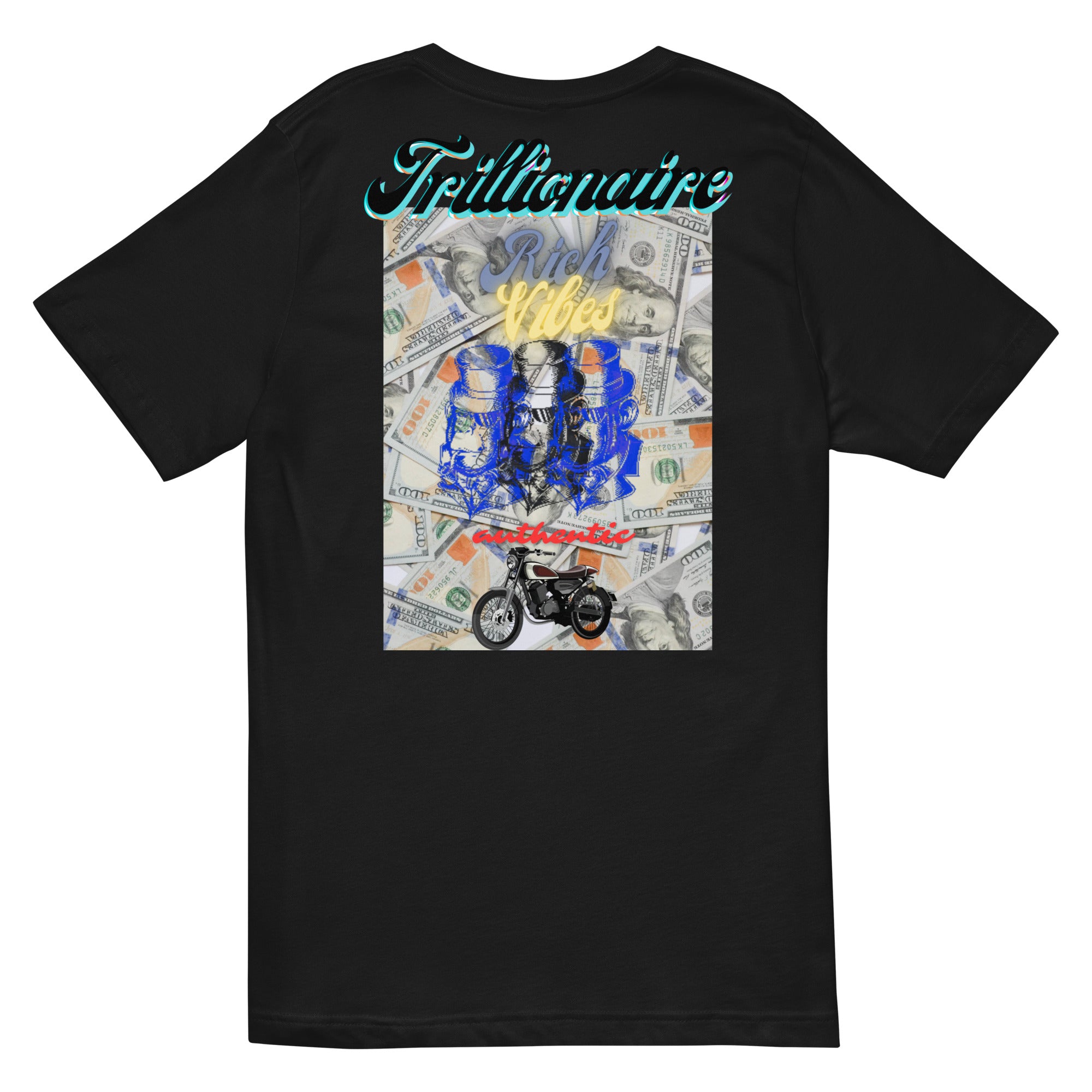 Rich Vibes RV Palm Tree Top Logo Benjamins - Unisex Short Sleeve V-Neck T-Shirt