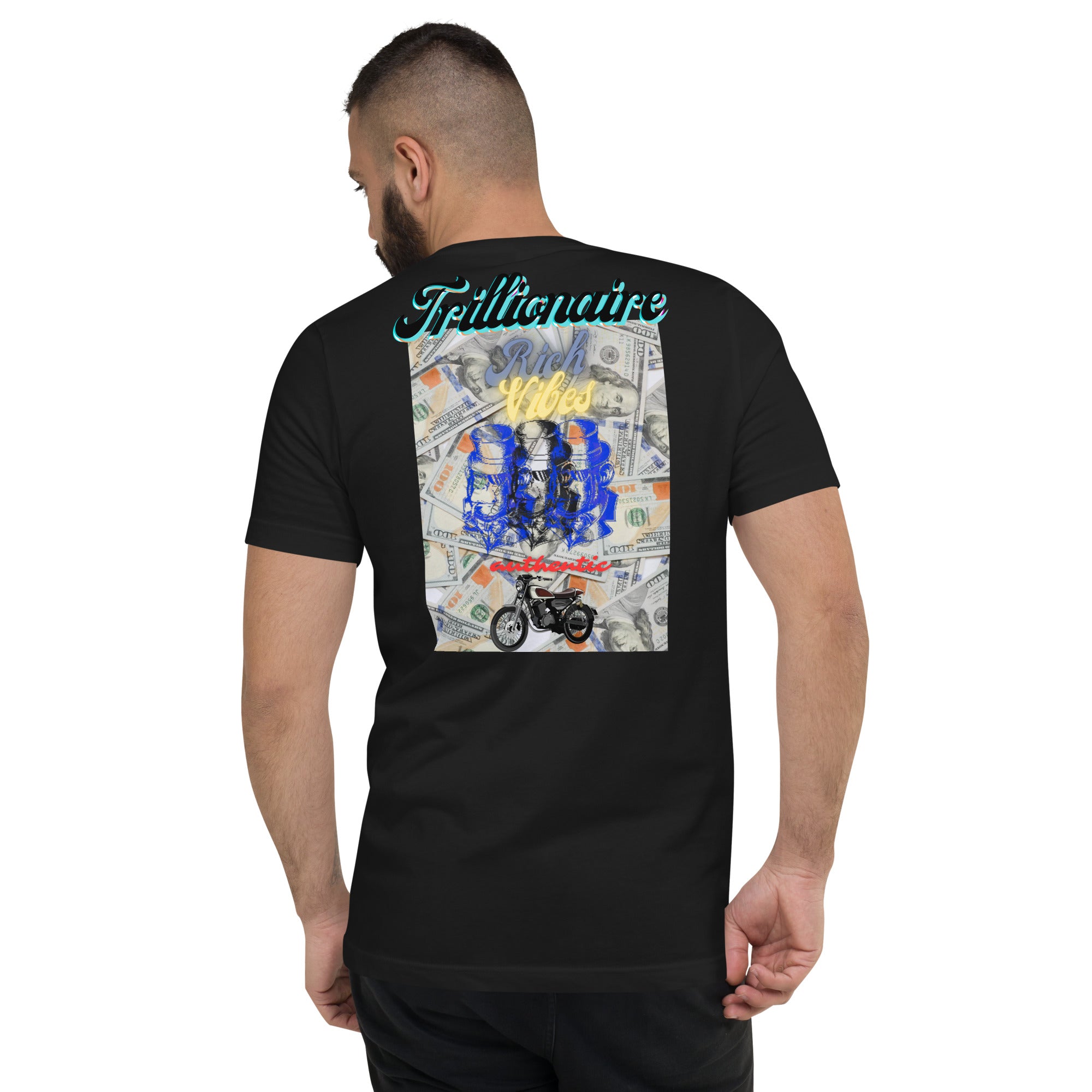 Rich Vibes RV Palm Tree Top Logo Benjamins - Unisex Short Sleeve V-Neck T-Shirt