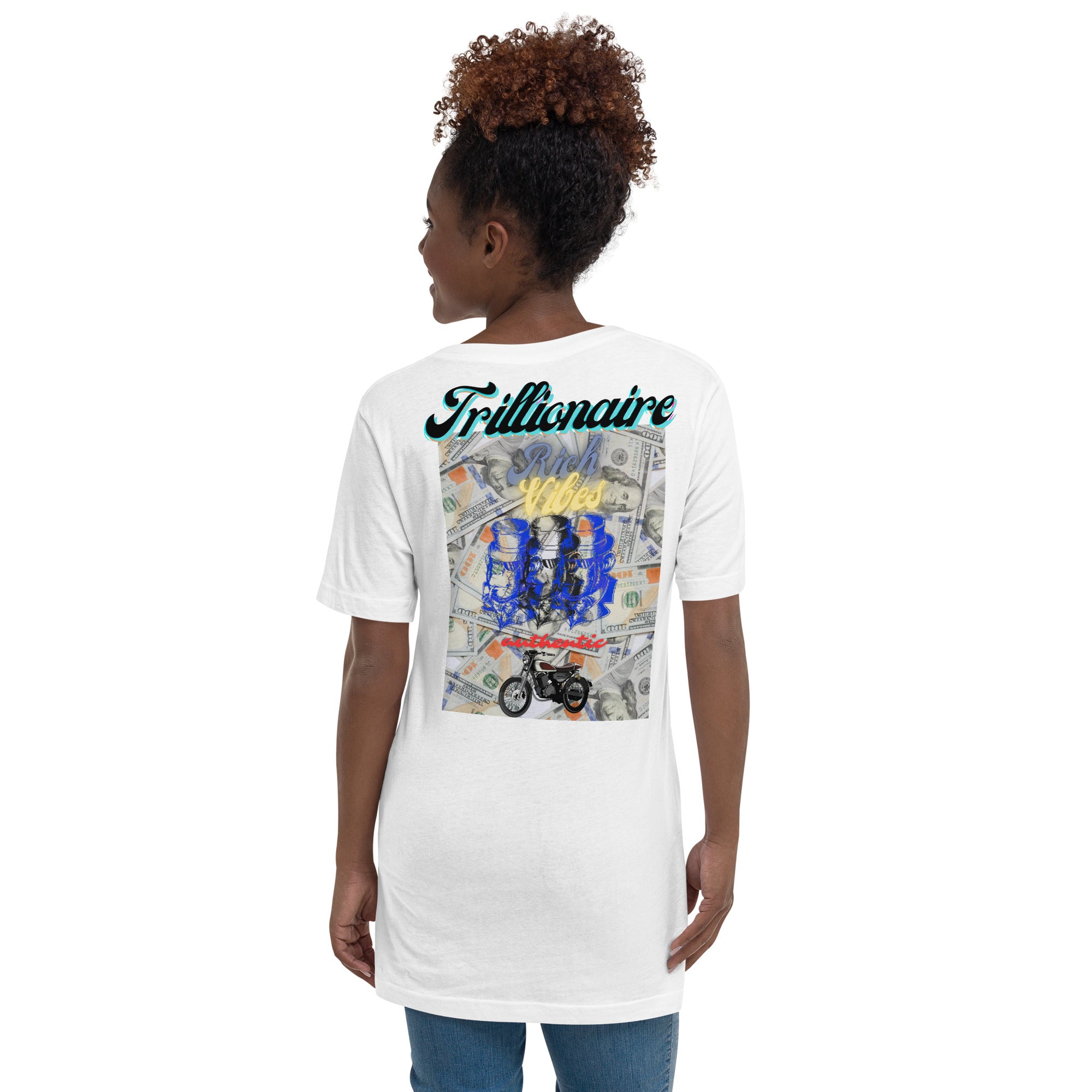 Rich Vibes RV Palm Tree Top Logo Benjamins - Unisex Short Sleeve V-Neck T-Shirt