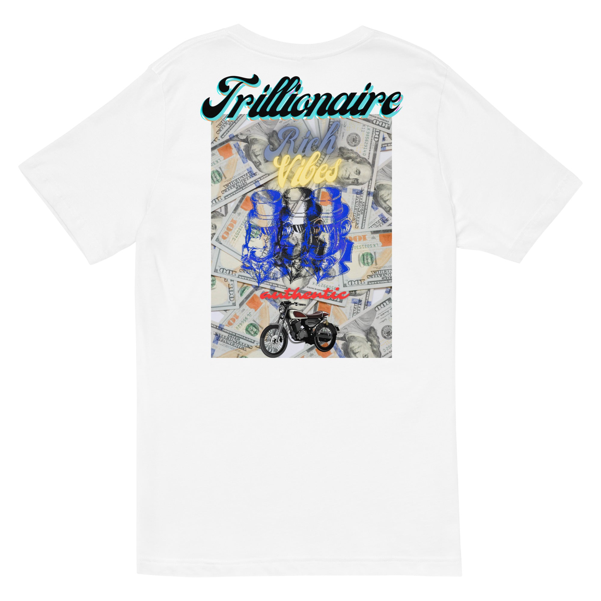 Rich Vibes RV Palm Tree Top Logo Benjamins - Unisex Short Sleeve V-Neck T-Shirt