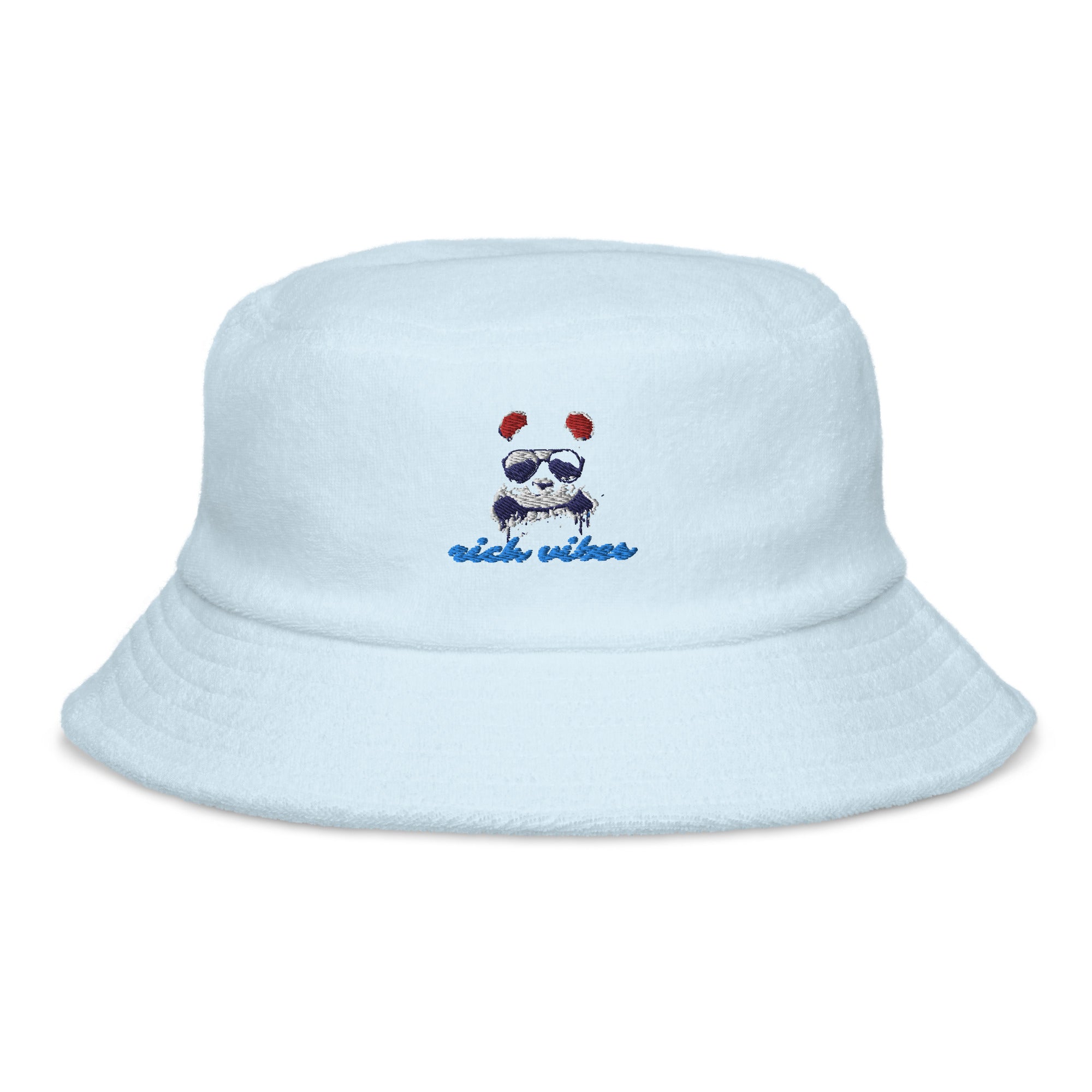 Rich Vibes Sunset Beach Panda - Unstructured terry cloth bucket hat